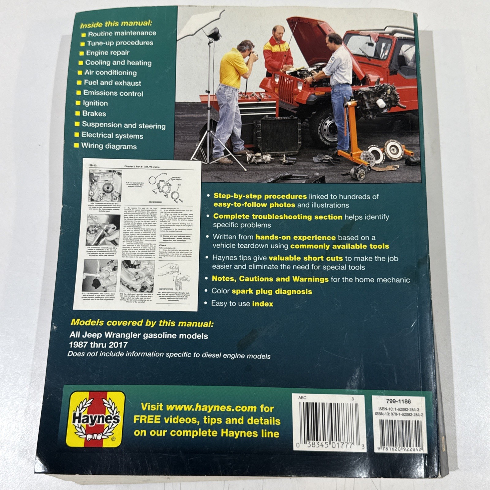 Jeep Wrangler 1987-2017 Haynes Repair Manual #50030 All Models Teardown Rebuild