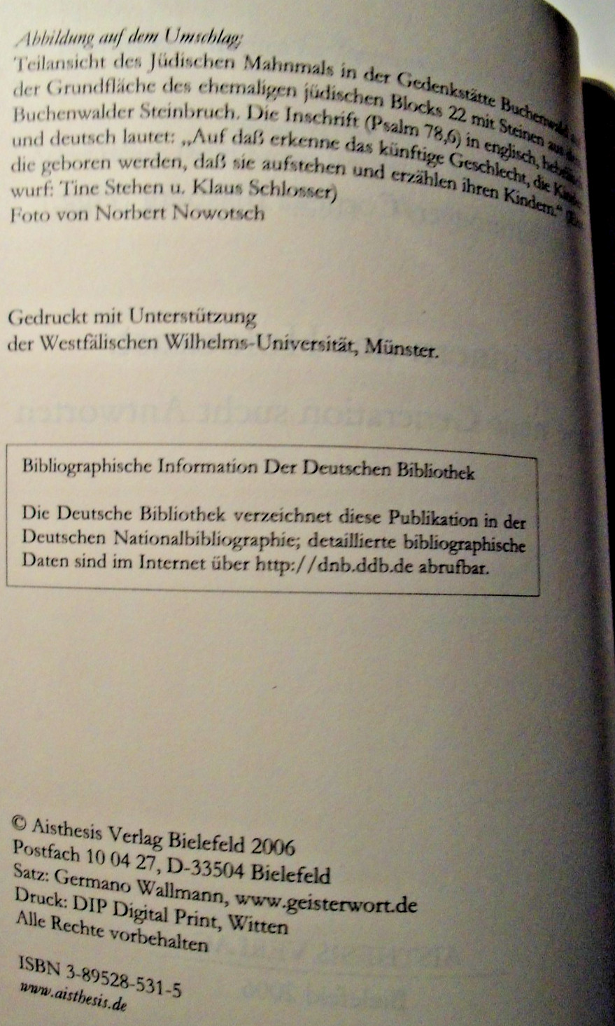 Erinnern des Holocaust? von Jens Birkmeyer, Aisthesis Verlag
