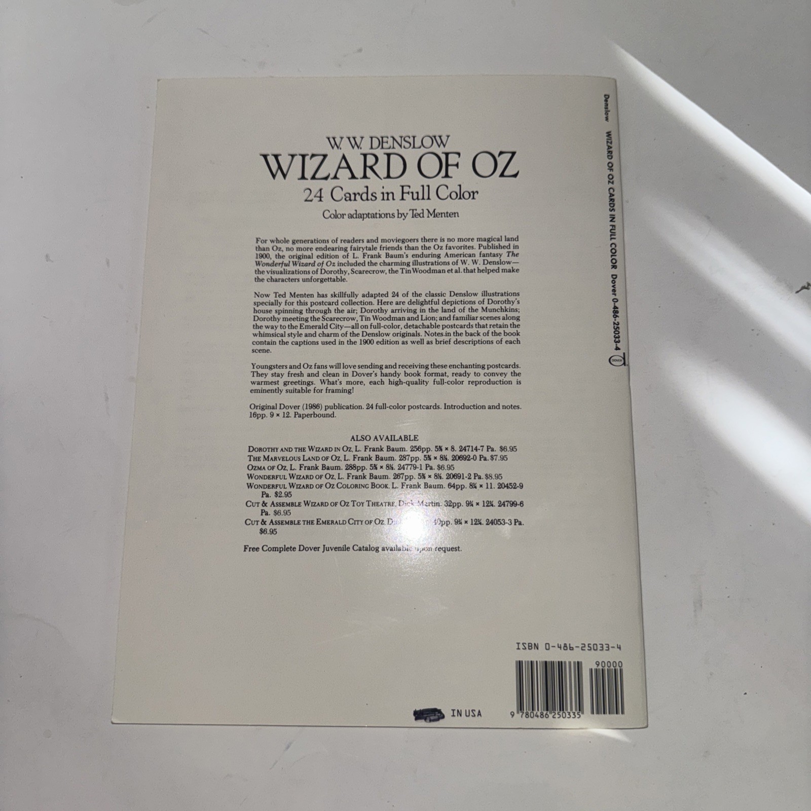 WIZARD OF OZ L. Frank Baum W. W. Denslow Postcards 24 Dover 1987 Complete
