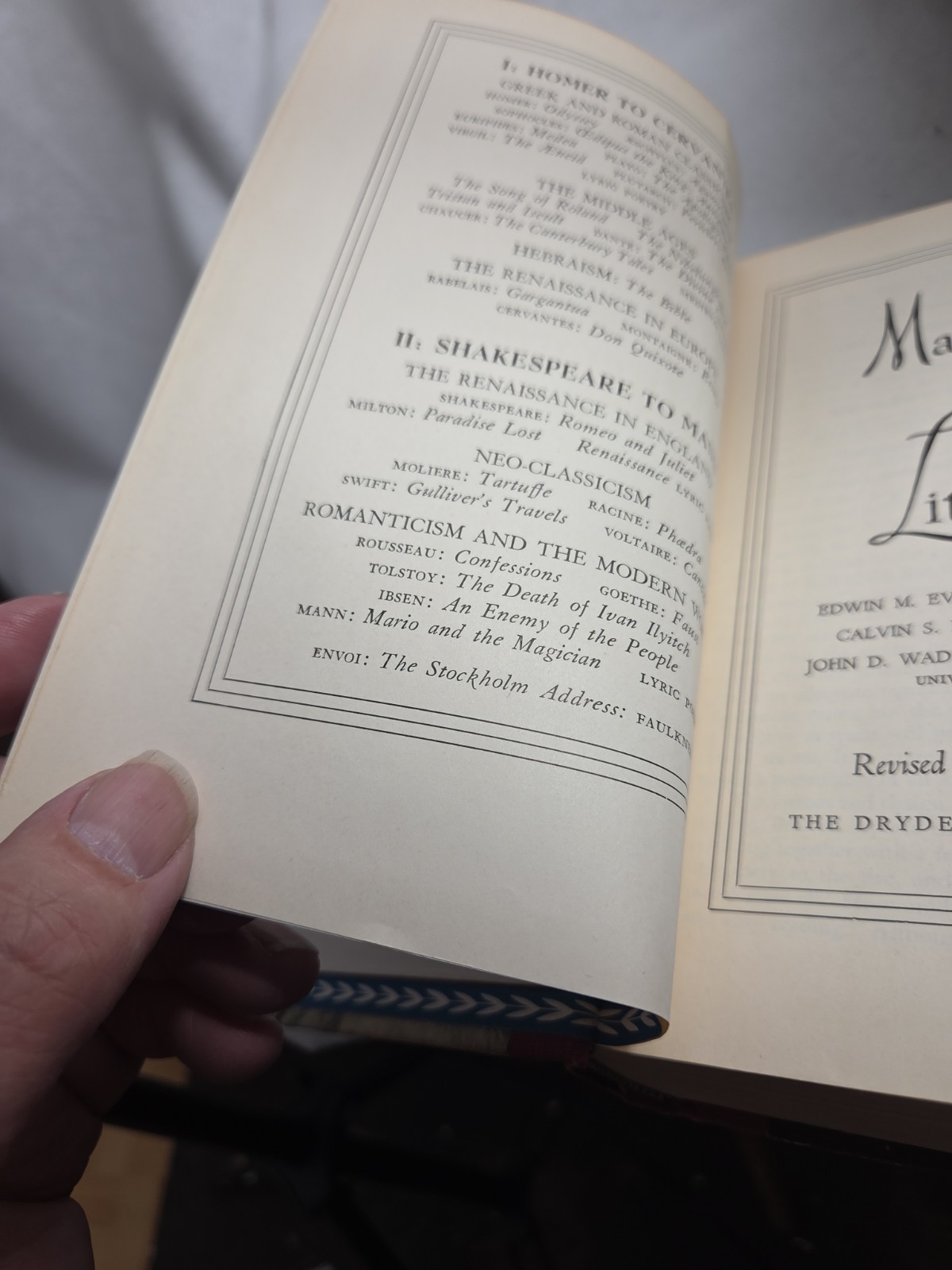 Masterworks of World Literature Revised Edition Volume 1 Homer to Cervantes
