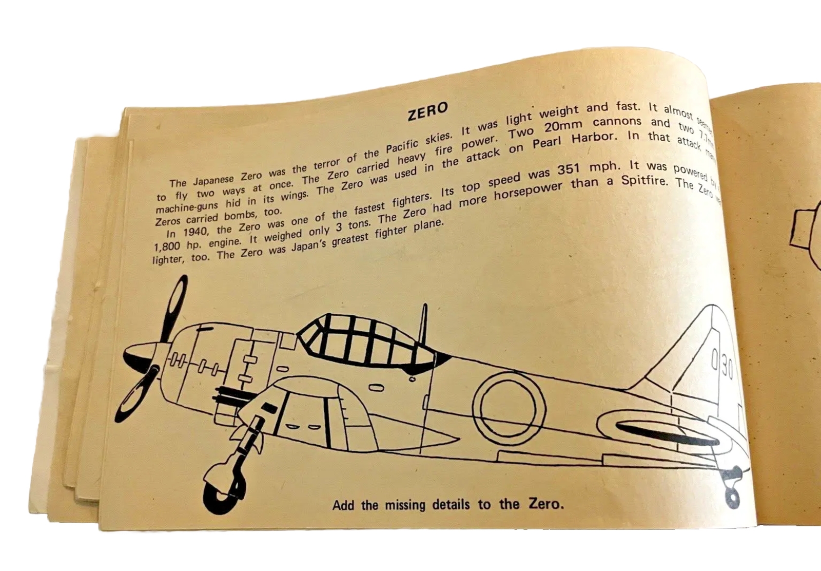 Coloring Book WWII Fighter Planes Design Draw 46 pages Softcover 1980 Vintage
