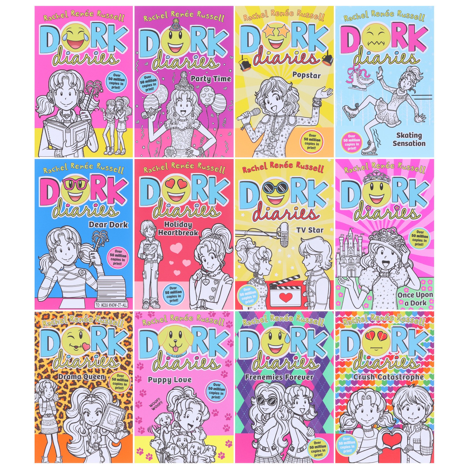 Dork Diaries Series (Vol. 1-12) By Rachel Renee Russell 12 Bks Set- Ages 9-14-PB