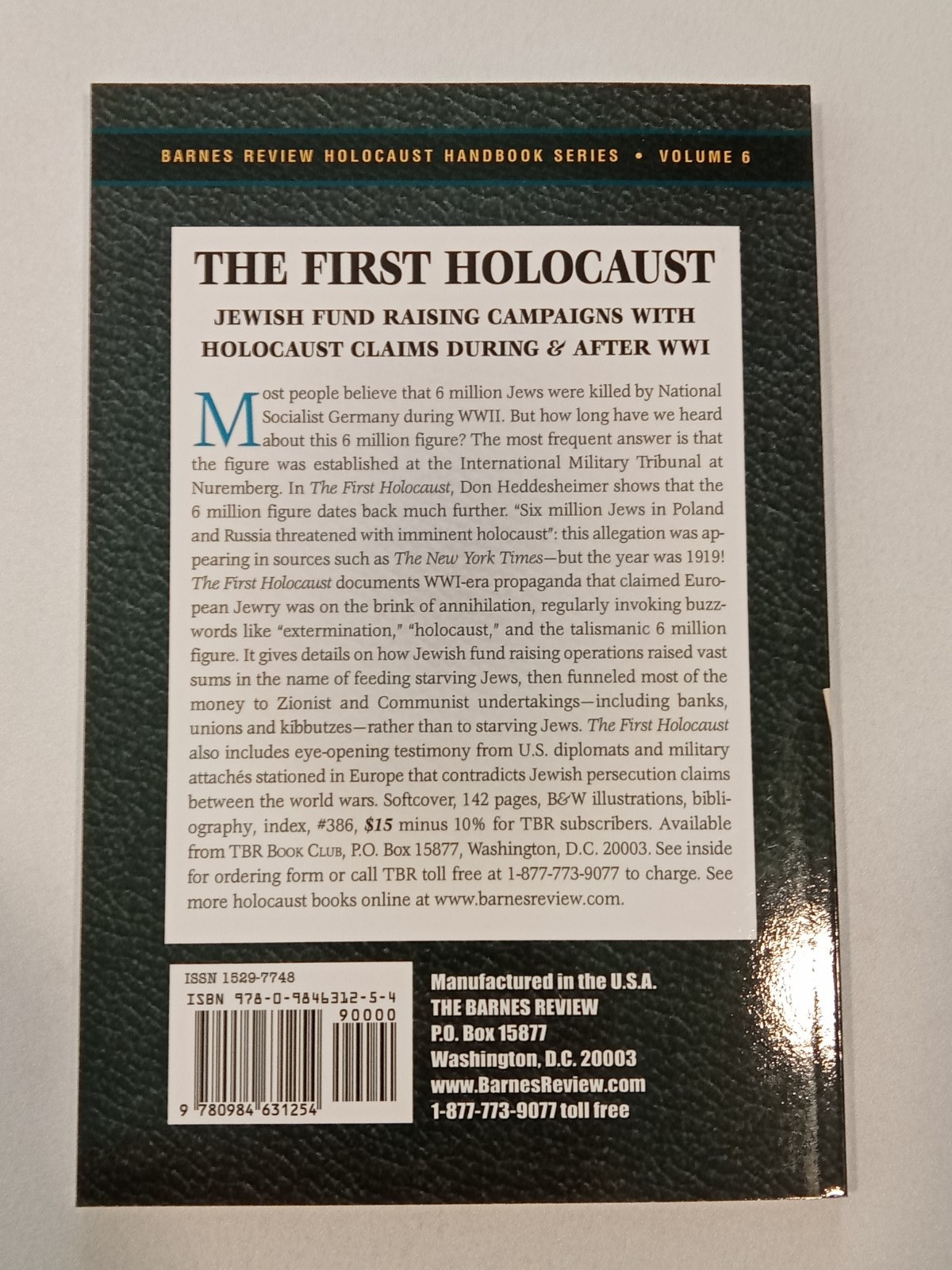 First Holocaust: Jewish Fund Raising Campaigns by Don Heddesheimer PB