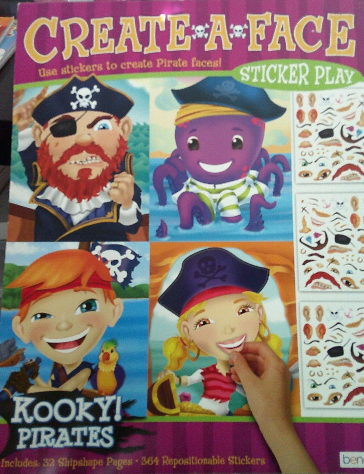 NEW JUMBO create A face Sticker Activity Pad KOOKY PIRATES 32 pages 364 stickers