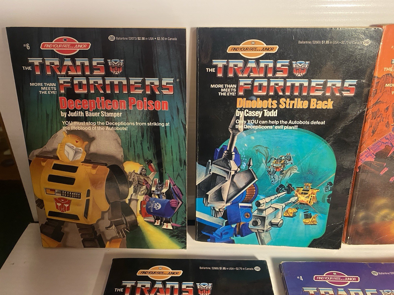 1985-86 Transformers Find Your Fate Junior Books Lot Of 7 in Used Condition