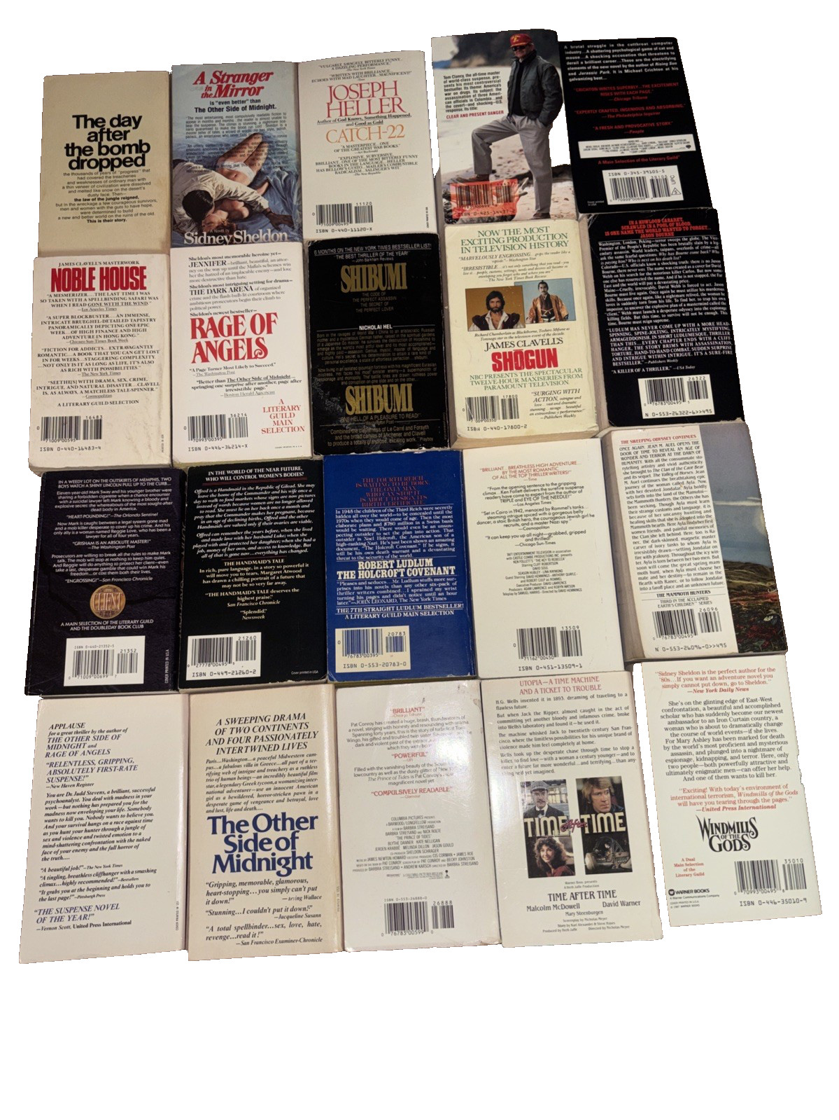 Lot of 20 Vintage PBs Mysteries, Suspense, Thrillers, Fiction, Good Condition.