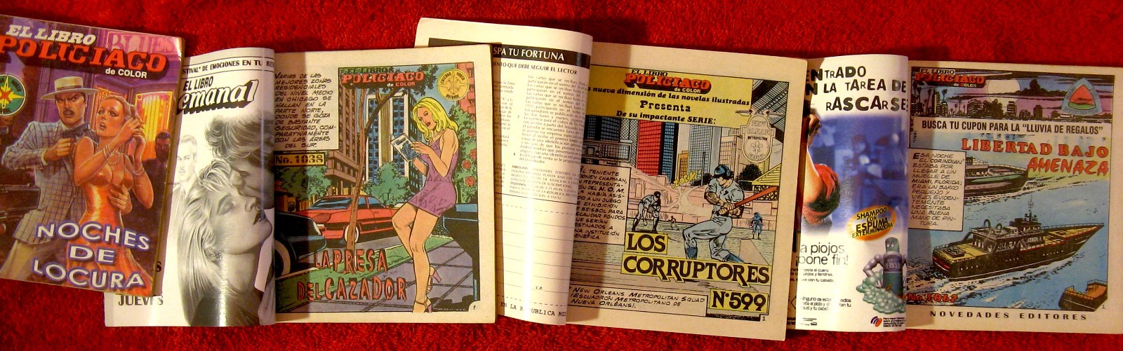 EL LIBRO POLICIACO – set de 8 novelas ilustradas, vintage Mexican pulp fiction