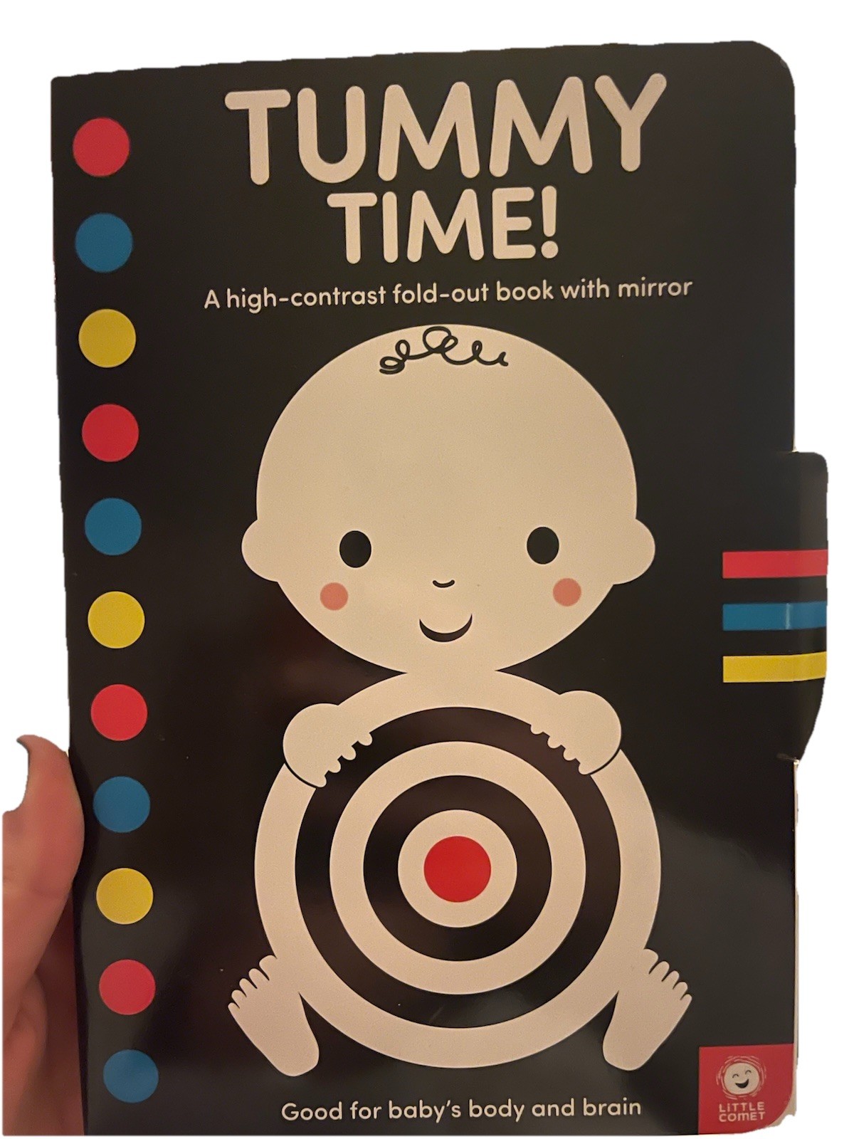 Little Comet Tummy Time! Board Book High-Contrast Fold-Out Mirror Under 2 Years