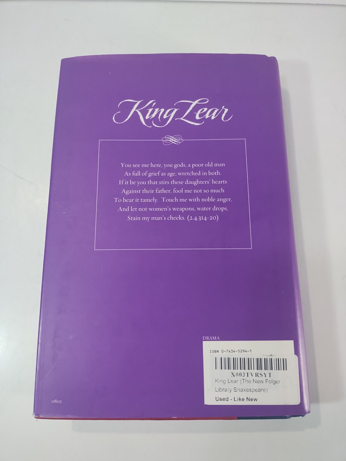 King Lear (The New Folger Library Shakespeare) First Edition 1993 RARE Hardcover