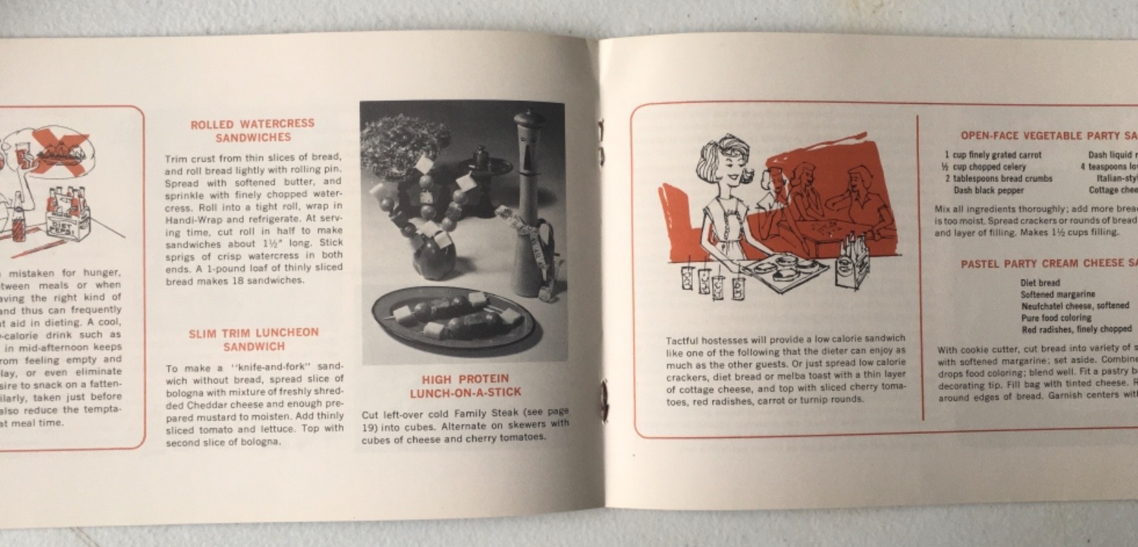 Vintage SANDWICH BOOK, BOOKLET 48 pages. Mid Century Drawings PEPSI, HANDWRAP