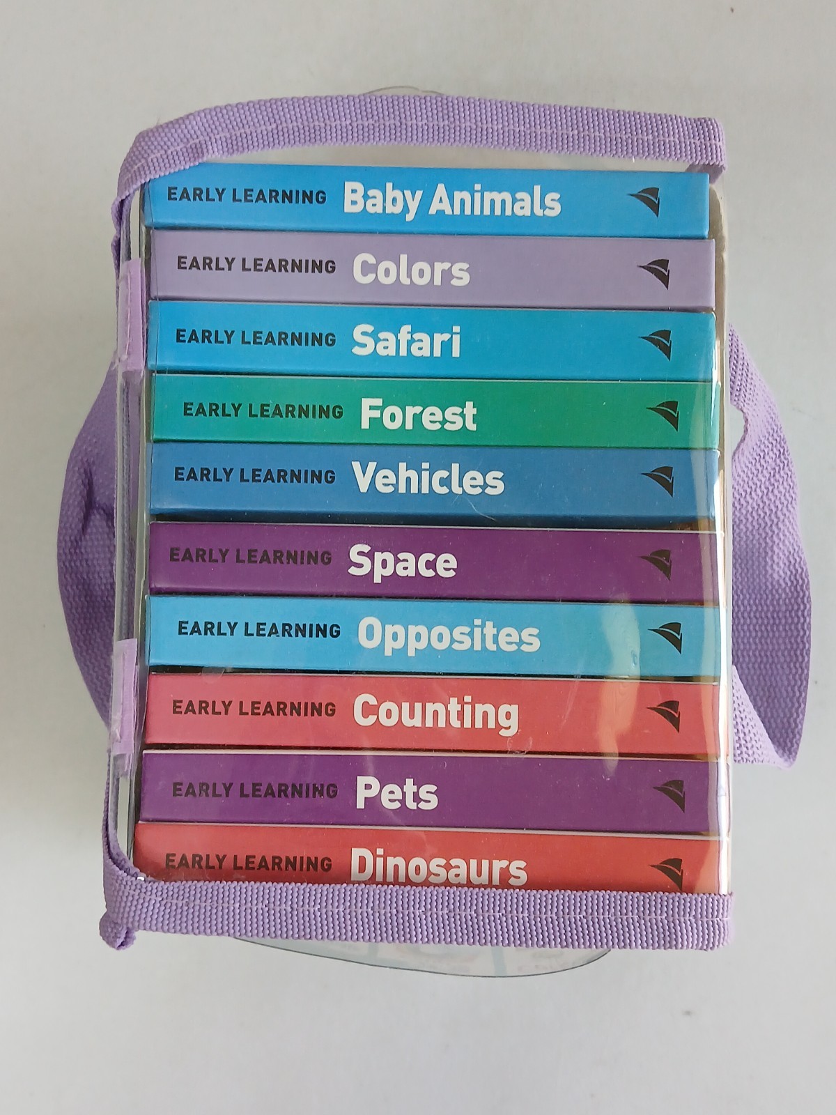 Early Learning TAKE-ALONG BOARD BOOKS Set of 10 in Carry Case Preowned