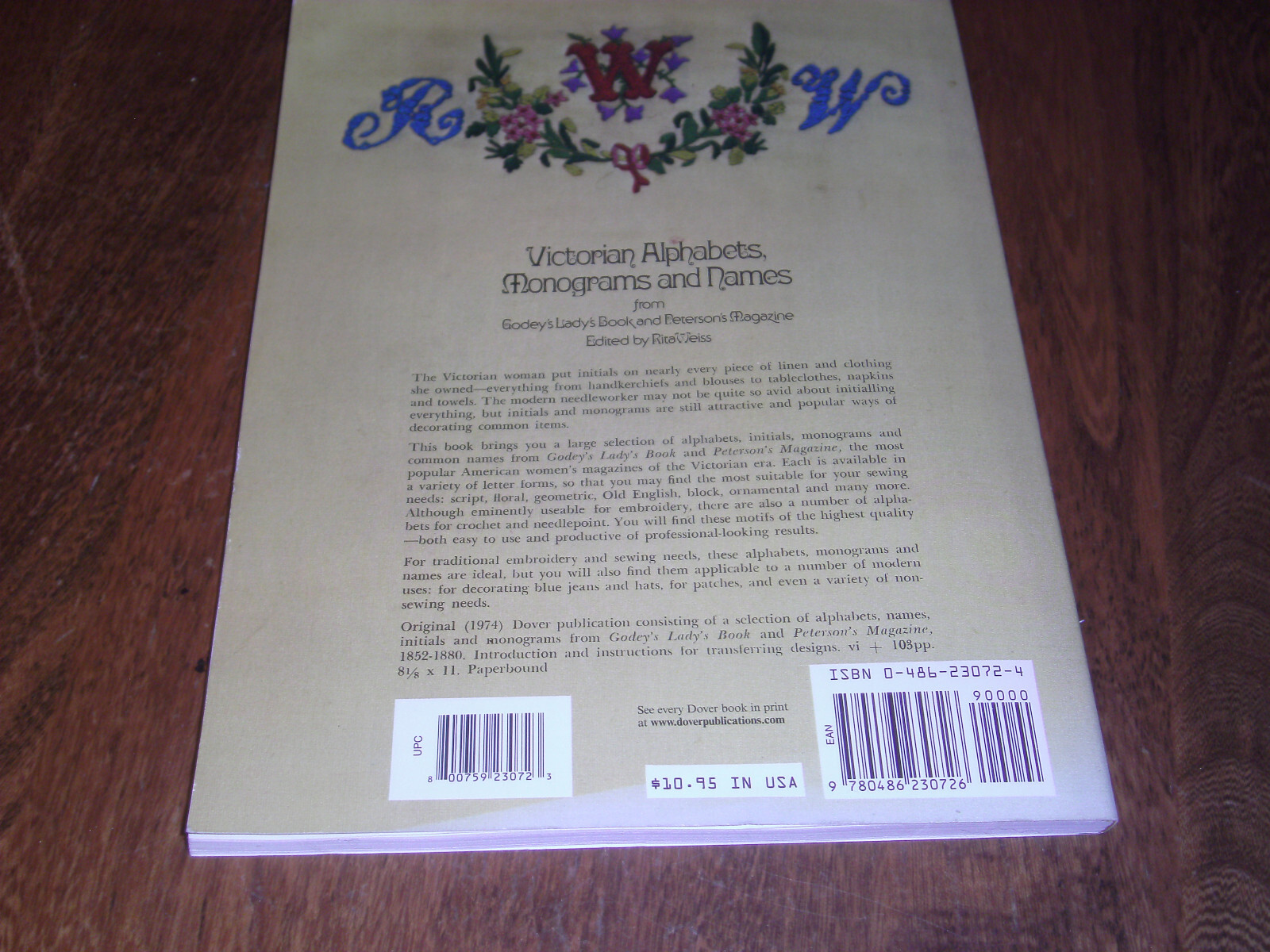 Victorian Alphabets, Monograms and Names Ed by Rita Weiss (1974) Paperback