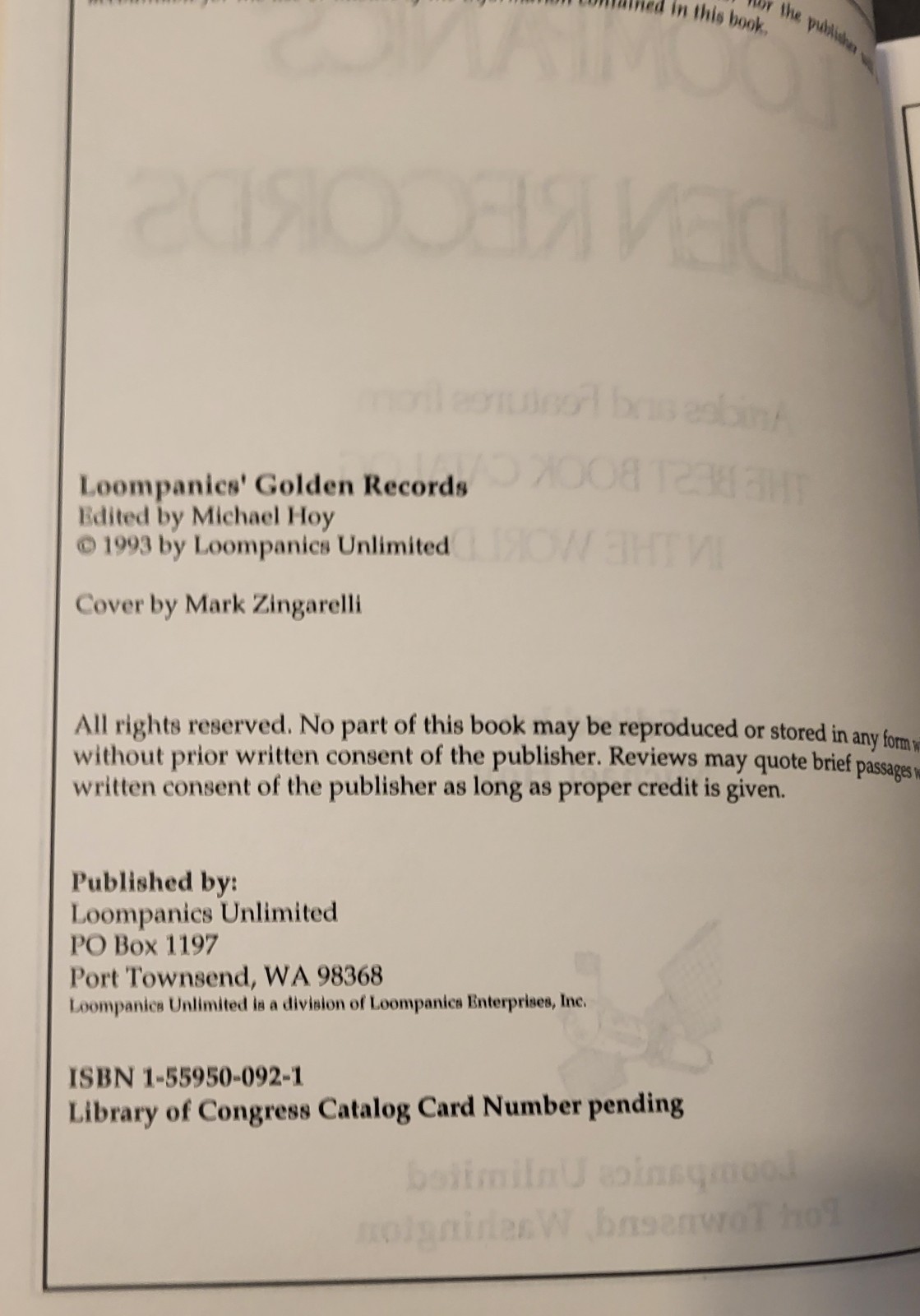 LOOMPANICS’ GOLDEN RECORDS Articles and Features from the Best Book Michael Hoy