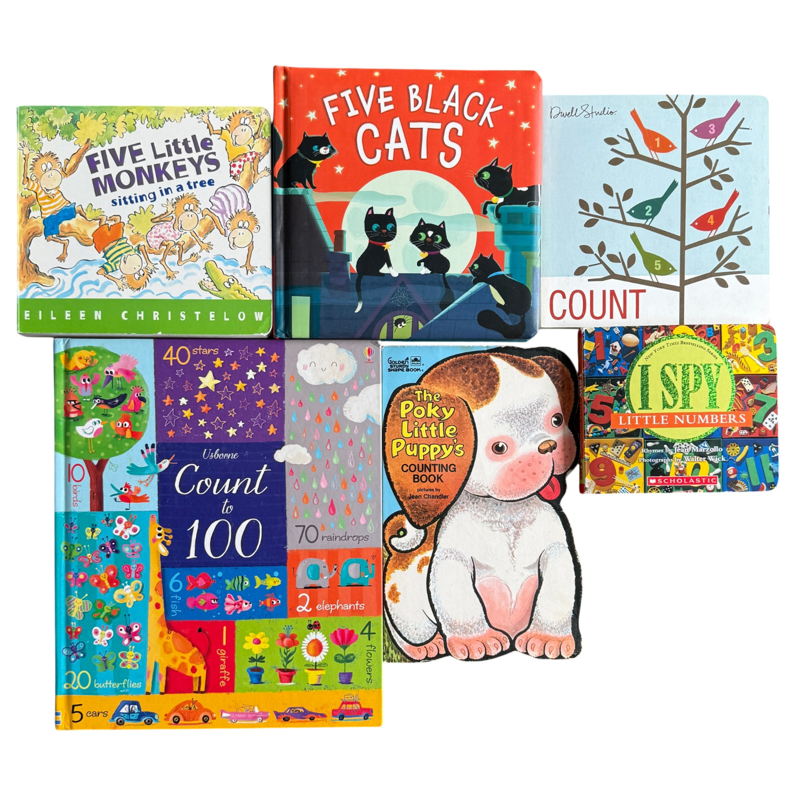 Lot of 6 Counting Themed Board Books Baby Toddler Numbers Math I Spy Monkeys Cat