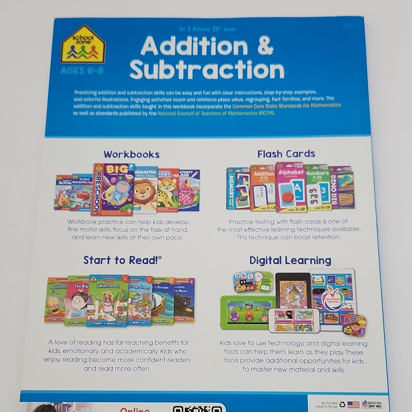 School Zone Addition & Subtraction by Staff (Paperback, Ages 6-8, Math)