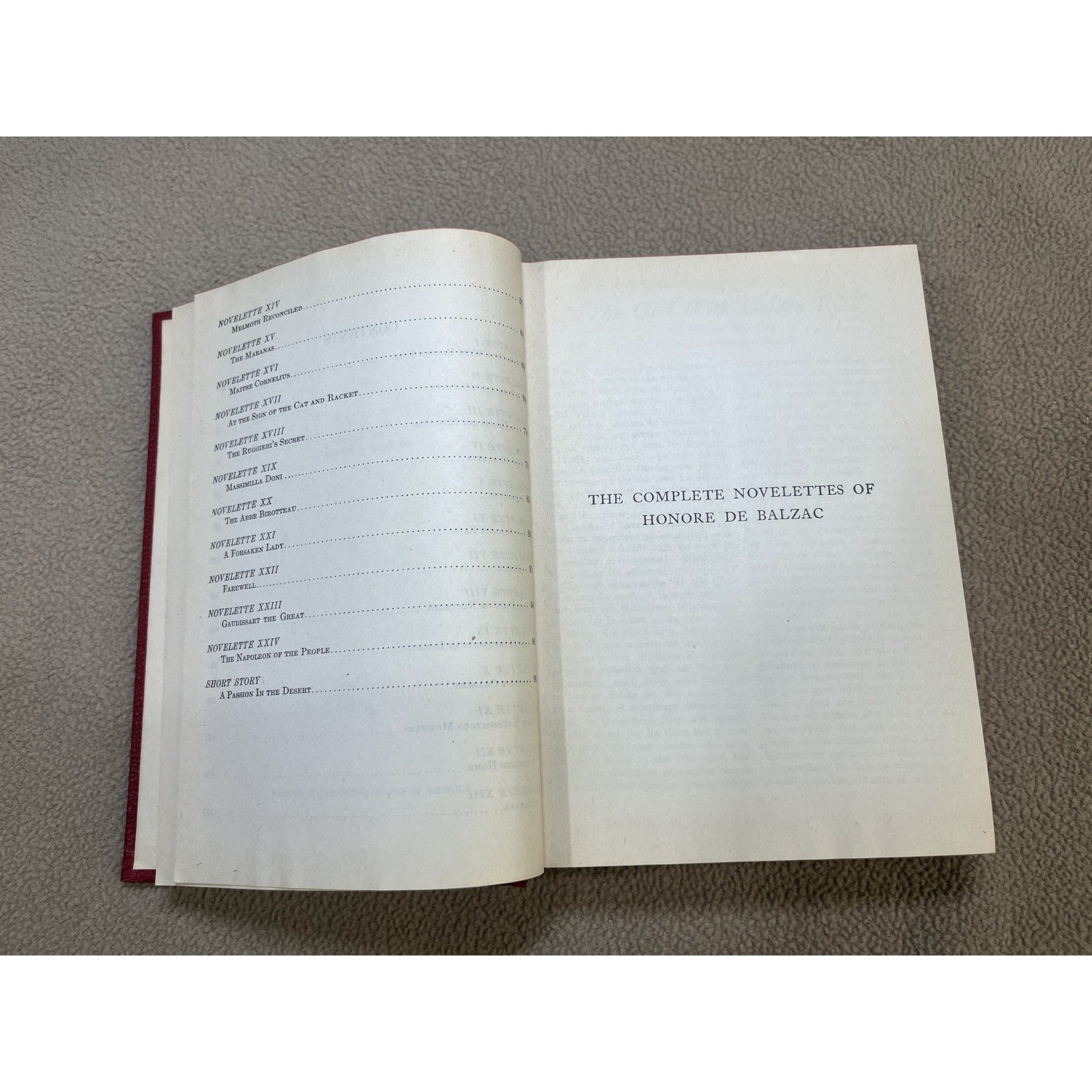 The Complete Novelettes of Honore de Balzac Red Hardcover In One Volume