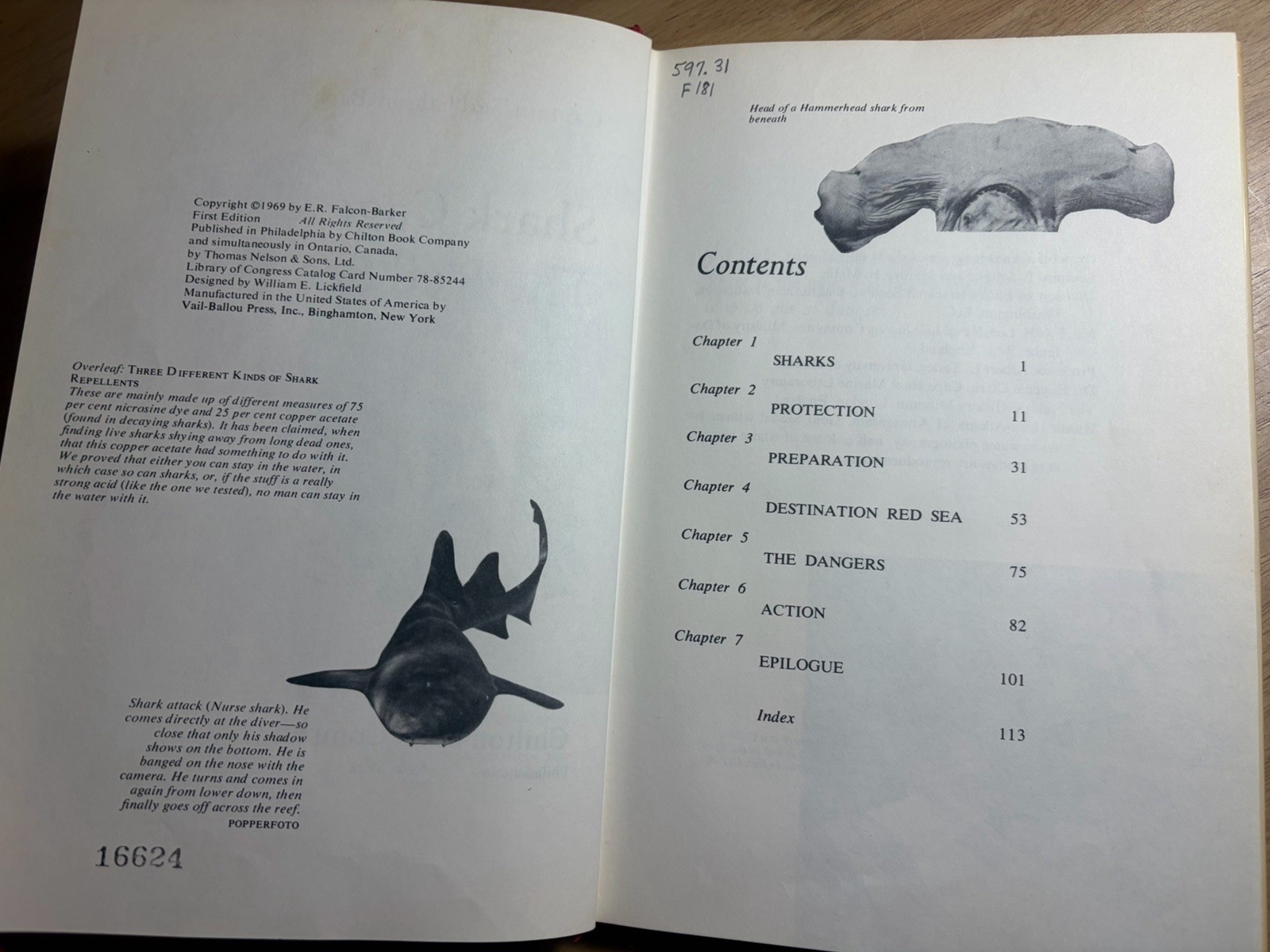 Shark Cage Under the Red Sea Ted Falcon-Barker 1969 HCDJ 1st Ex-Lib