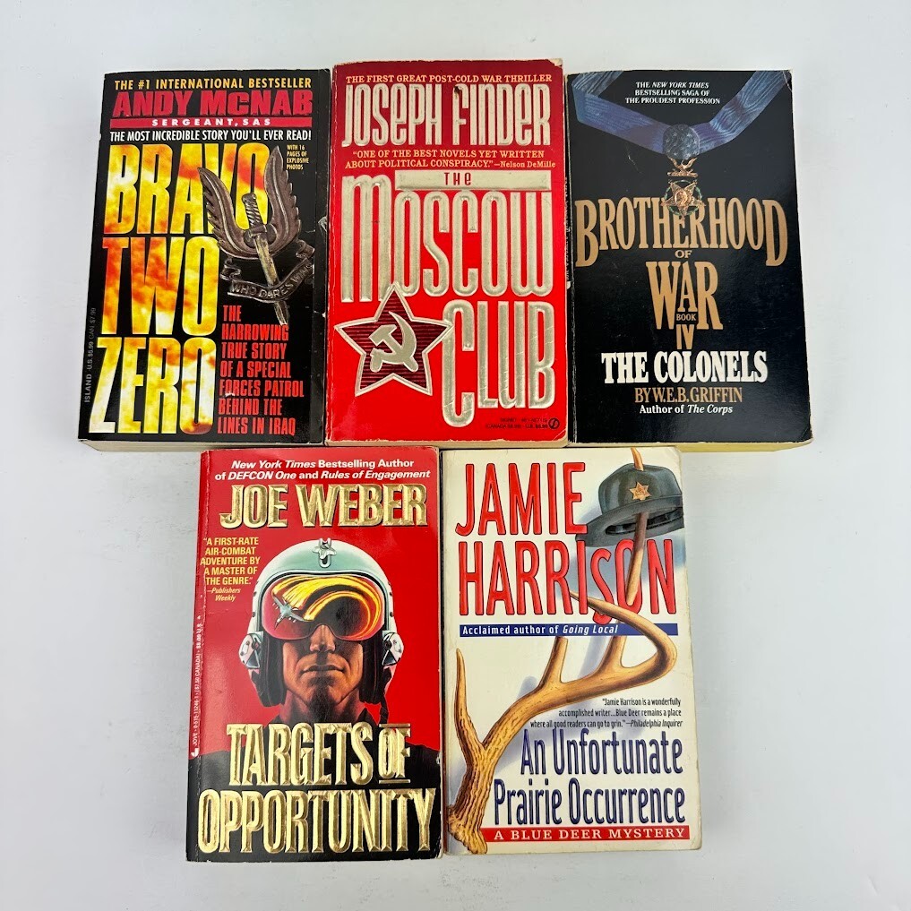 Lot of 5 Mystery War Crime Fiction PB Books/Novels Multiple Titles/Authors