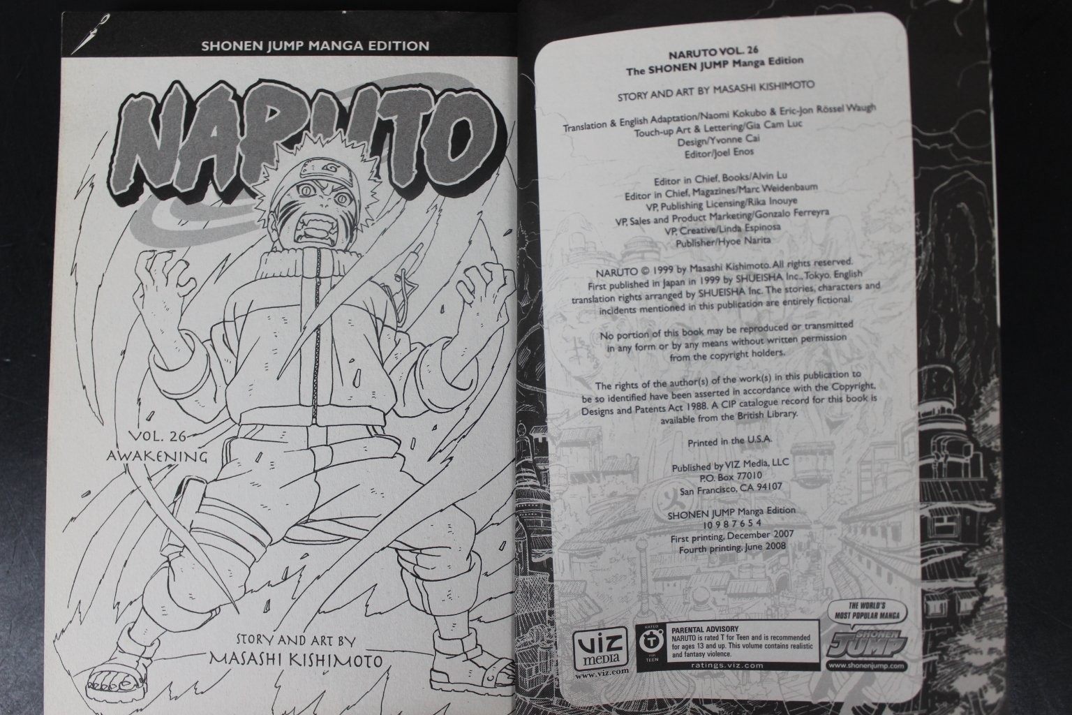 Naruto Vol 26 Masashi Kishimoto 2007 Shonen Jump Manga Adventure VIZ Media VG