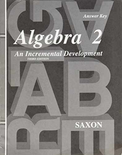 Answer Key for Saxon Algebra 2 – Paperback, by John Saxon Jr – Very Good h