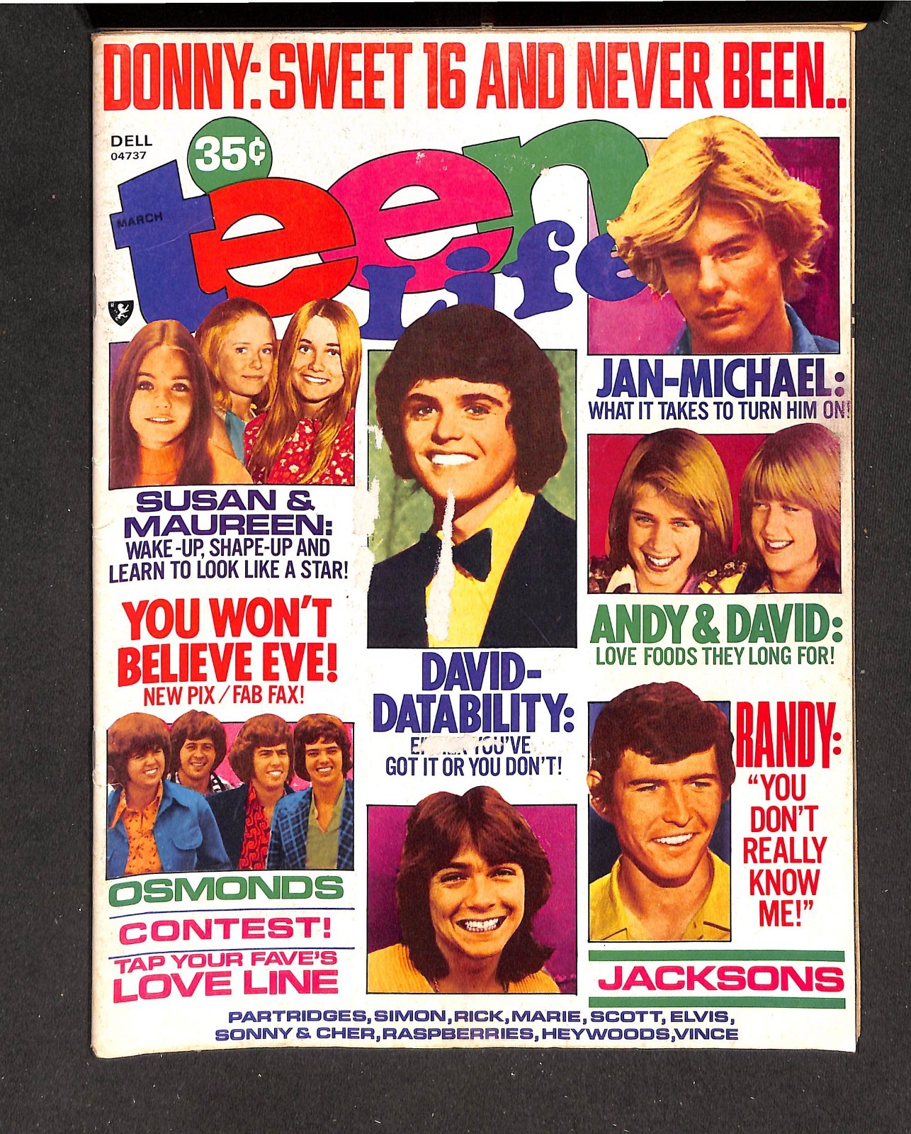 MARCH 1974 TEEN LIFE MAGAZINE, DONNY OSMOND, THE JACKSONS, ELVIS, ETC.