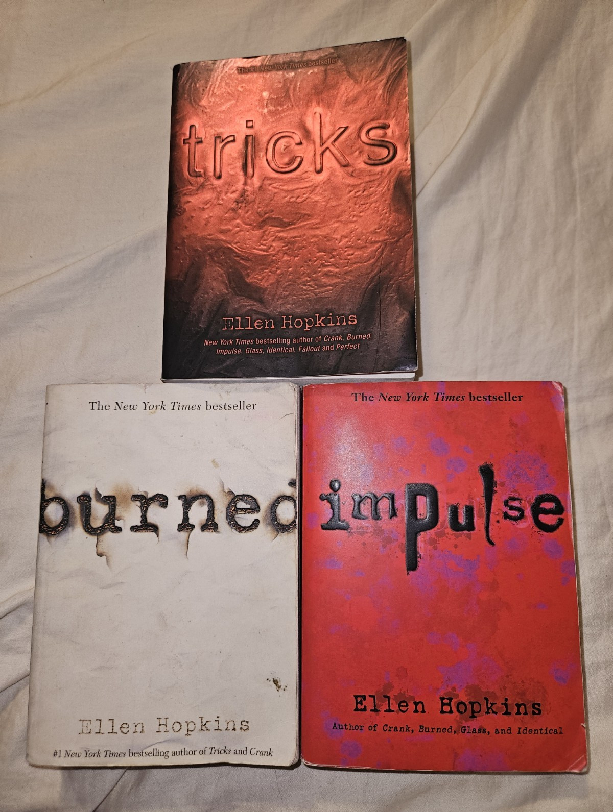 Ellen Hopkins Books. Lot Of 3. Tricks, Burned, Impulse.