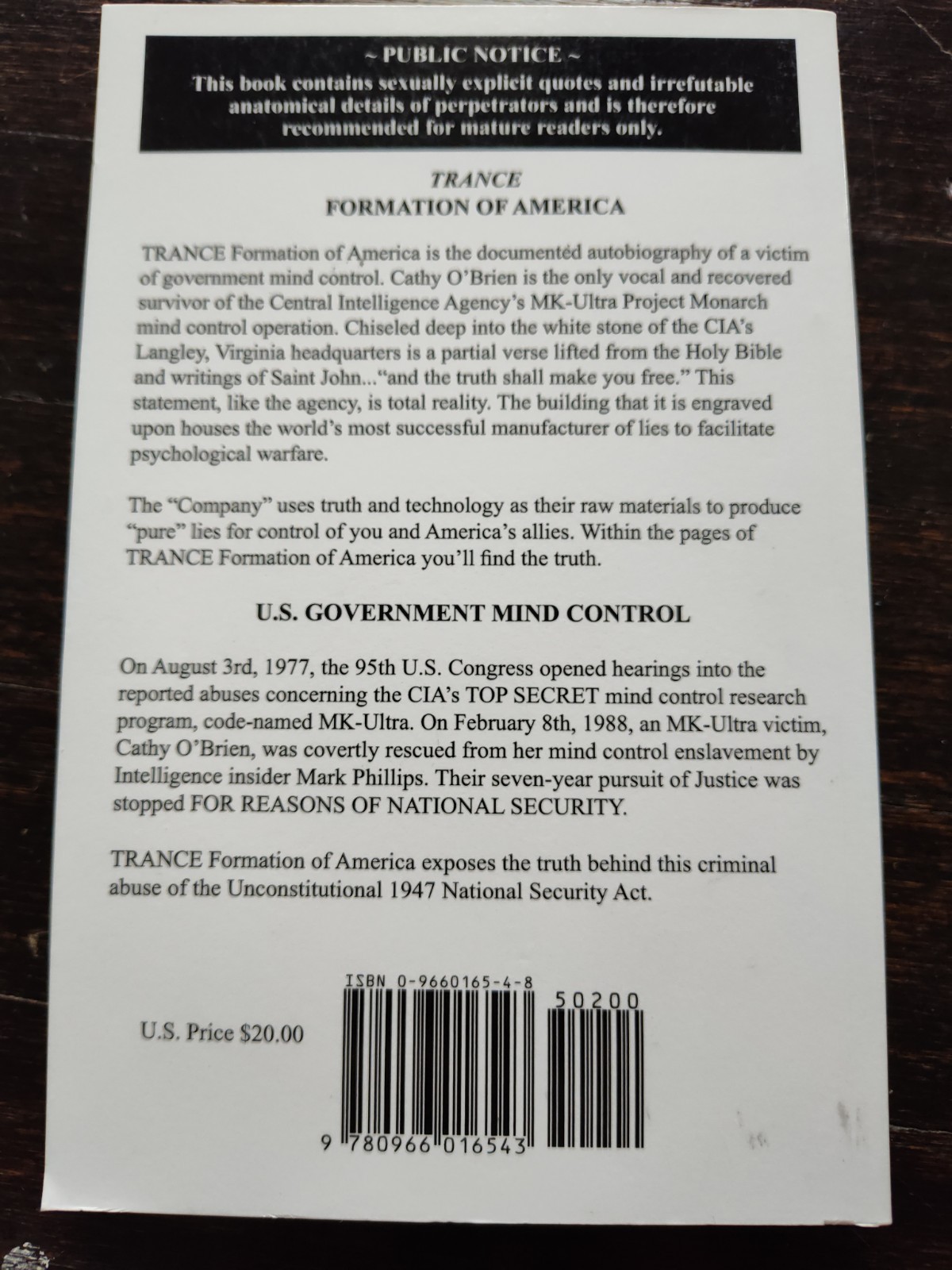 Trance Formation Of America Life Story Of A CIA Mind Control Slave Cathy O’Brien