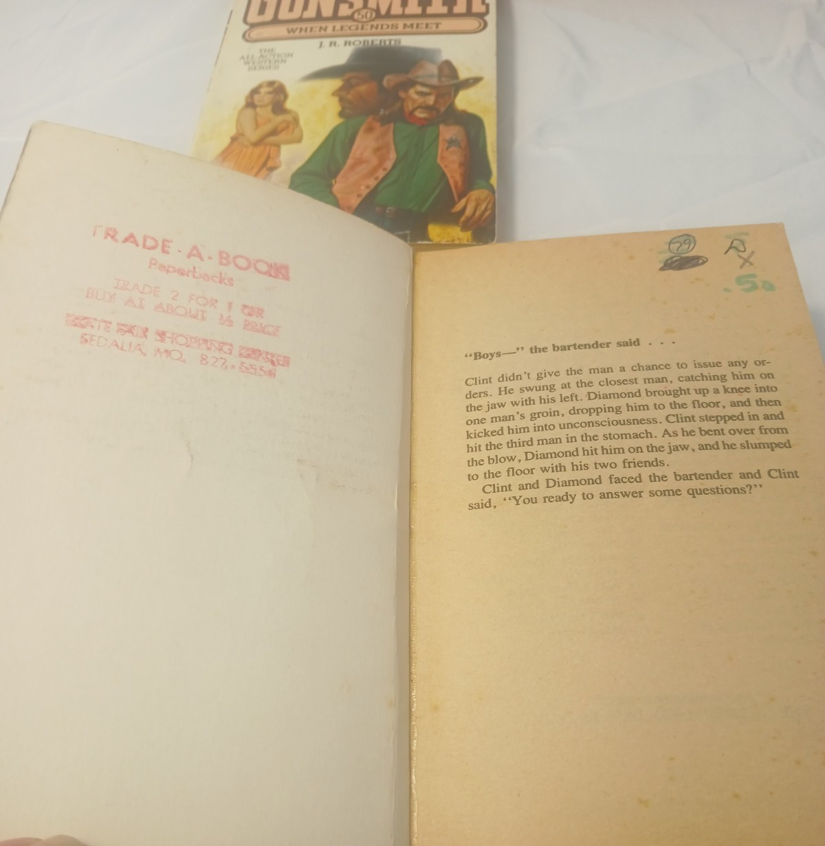 Lo of 9 The Gunsmith – J. R. Robert – Books 1-2, 4-6, 49 ,50, 52, and 55