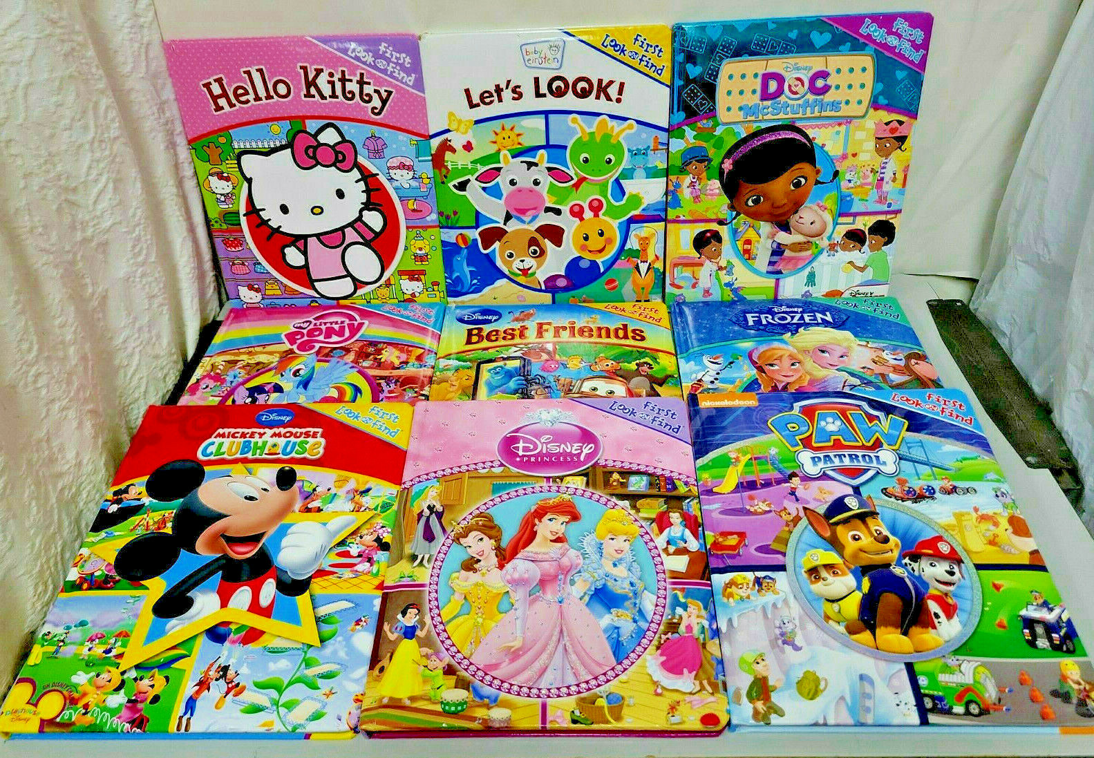 Lot of 9 Little First Look & Find Board Books Kids 12″ x 10″ x 0.75″
