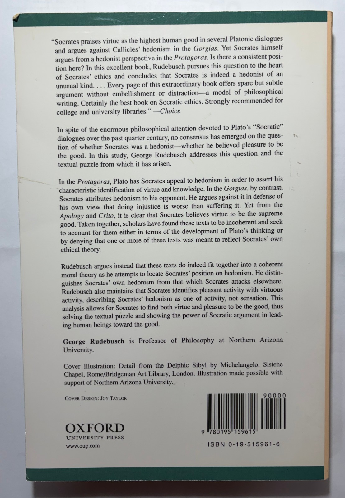 Socrates, Pleasure, and Value, George Rudebusch, Paperback, VG, Classics Book