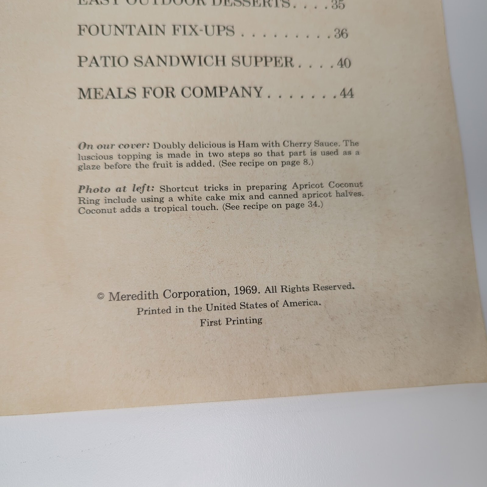 Vintage 1969 Shortcut Cooking Meredith Corporation First Printing Cookbook