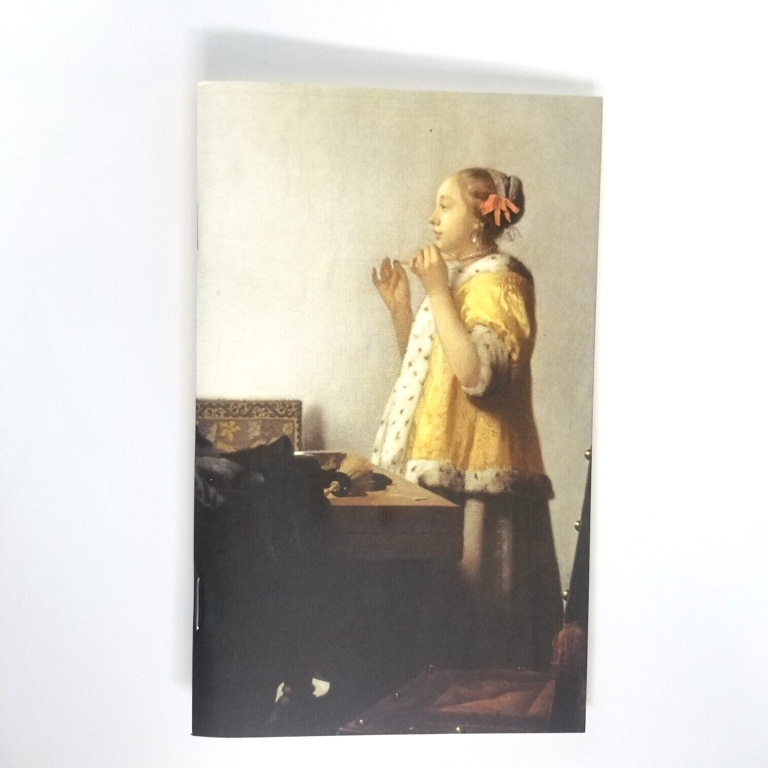 Vermeer Woman With Pearl Necklace Painting Line Notebook Louvre Museum 56 Pages