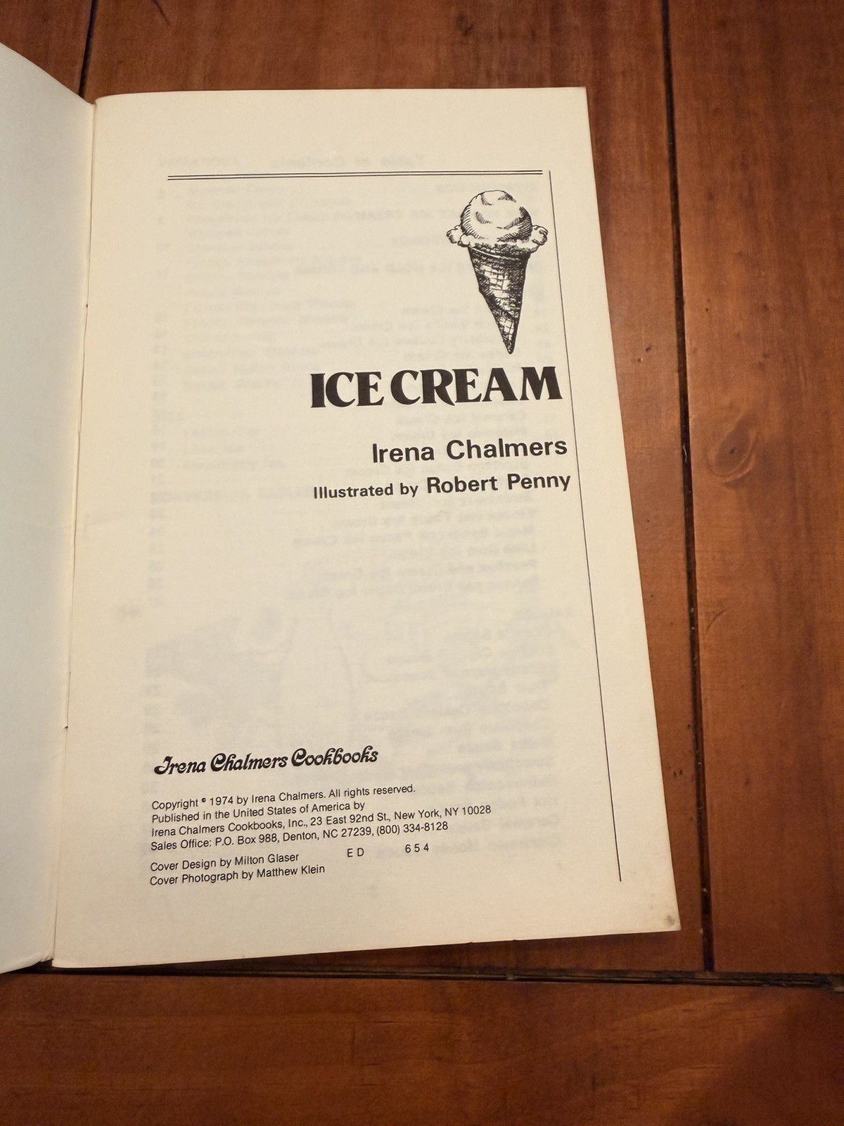 Vintage 1974 Ice Cream Cookbook Irena Chalmers Milton Glaser Cover Design