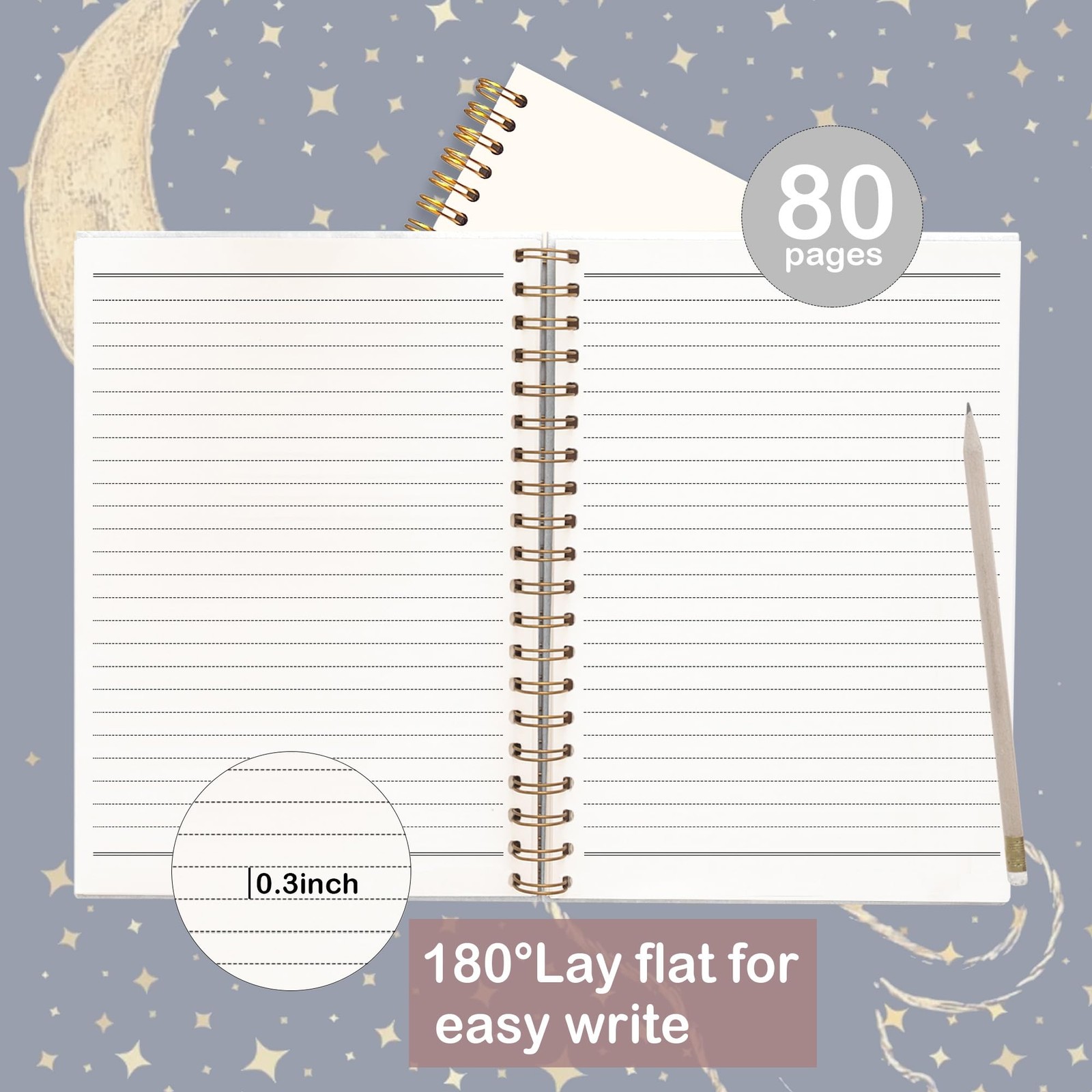 Cat and Moon Notebook 8.3×5.5 Inches – Starry Night Aesthetic Journal with Sp…