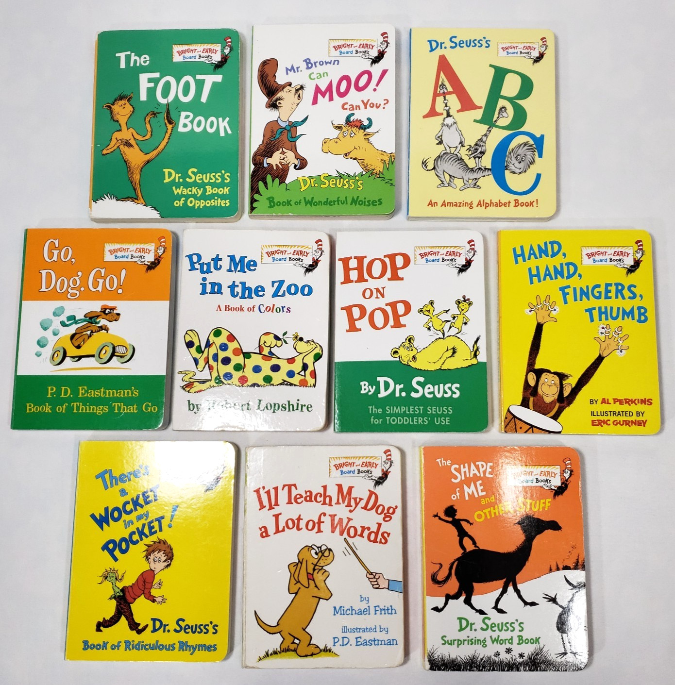 Dr Seuss Board Books Lot Of 10 Bright & Early Preschool Set Toddler Baby ABCs