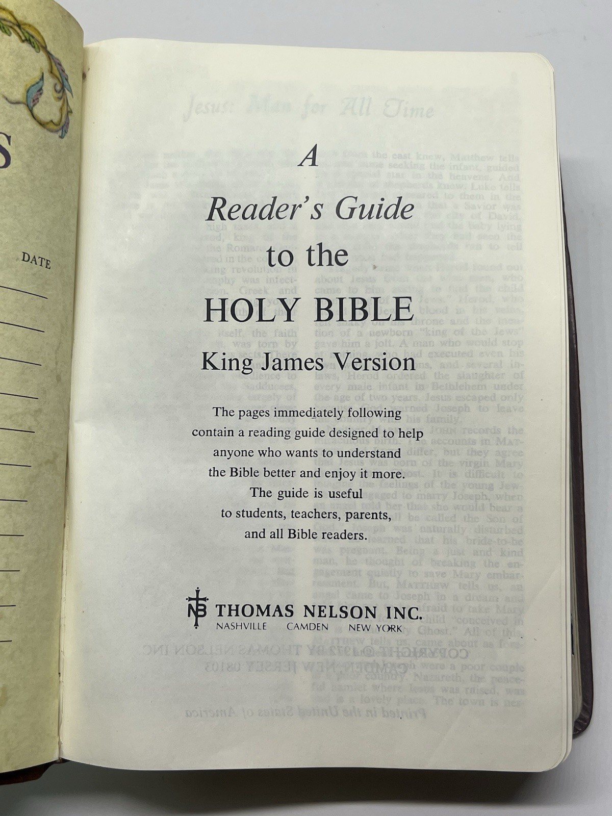 1972 Holy Bible KJV Reference Edition Nelson/ Genuine Leather Red Letter