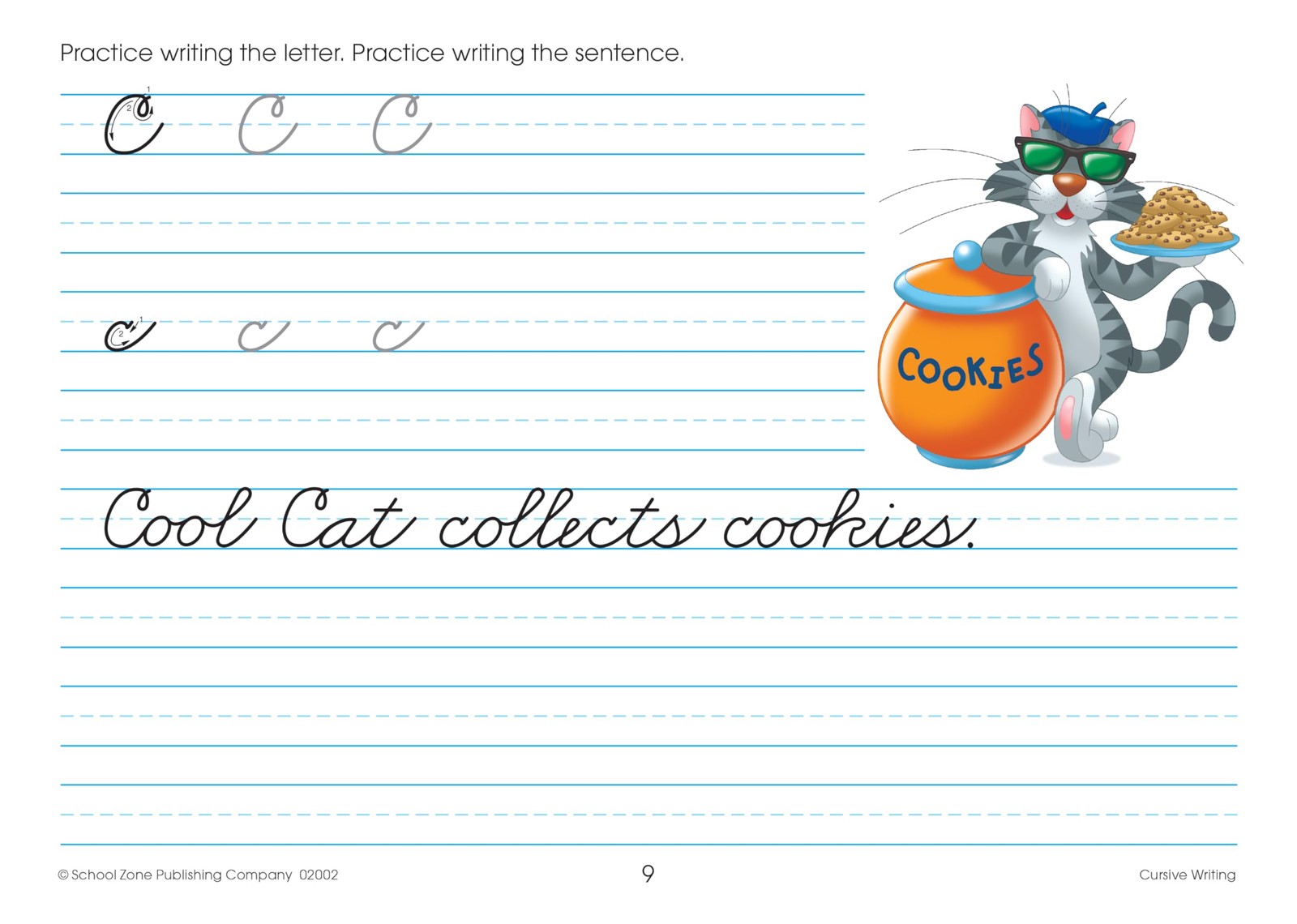 School Zone Cursive Writing Workbook: 32 Pages, 3rd Grade, 4th Grade, Practice H