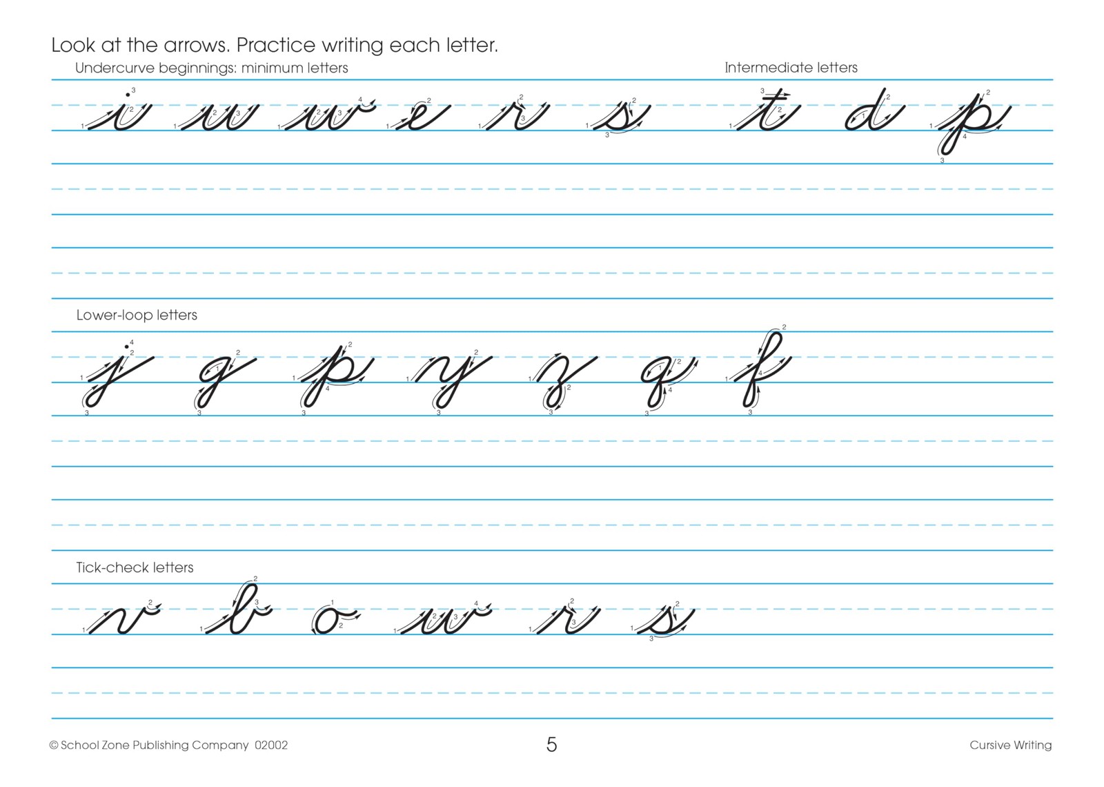 School Zone Cursive Writing Workbook: 32 Pages, 3rd Grade, 4th Grade, Practice H