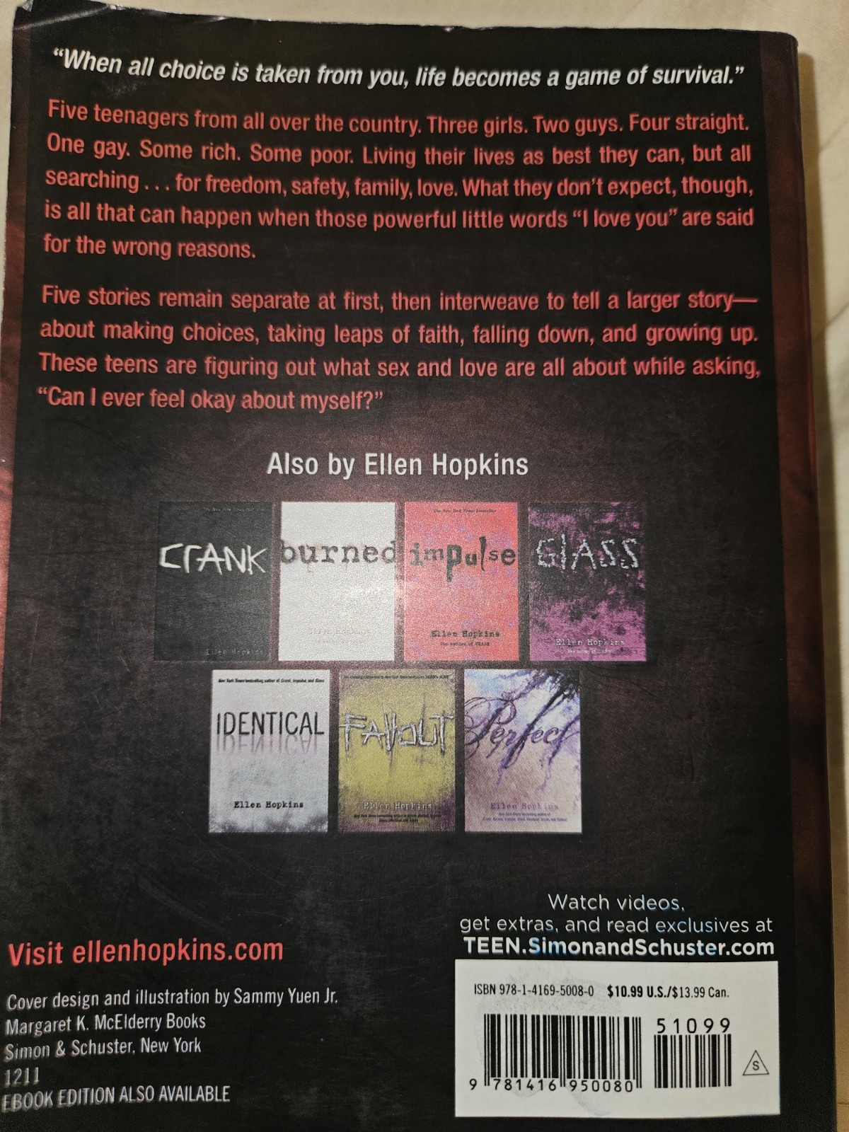 Ellen Hopkins Books. Lot Of 3. Tricks, Burned, Impulse.