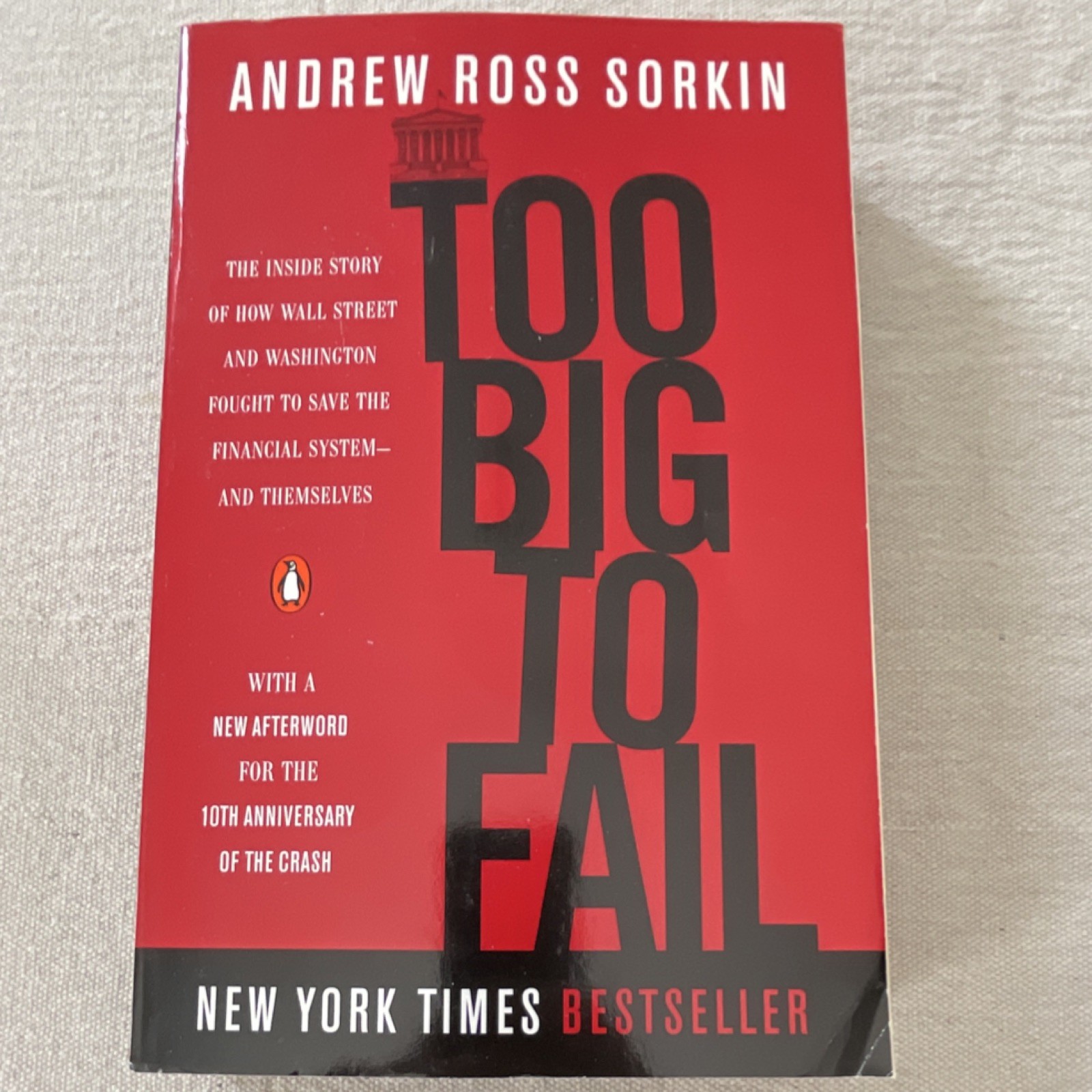 Too Big to Fail by Andrew Ross Sorkin, Penguin Paperback, Banks & Banking