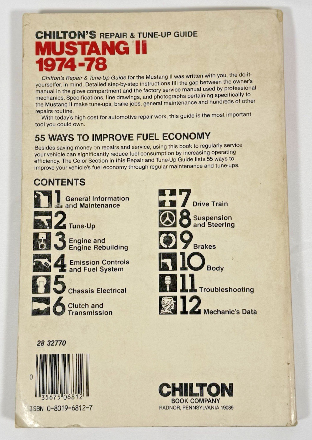 Chilton’s Repair Manual Mustang II 1974–1978 2+2 Hardtop Mach 1 VTG