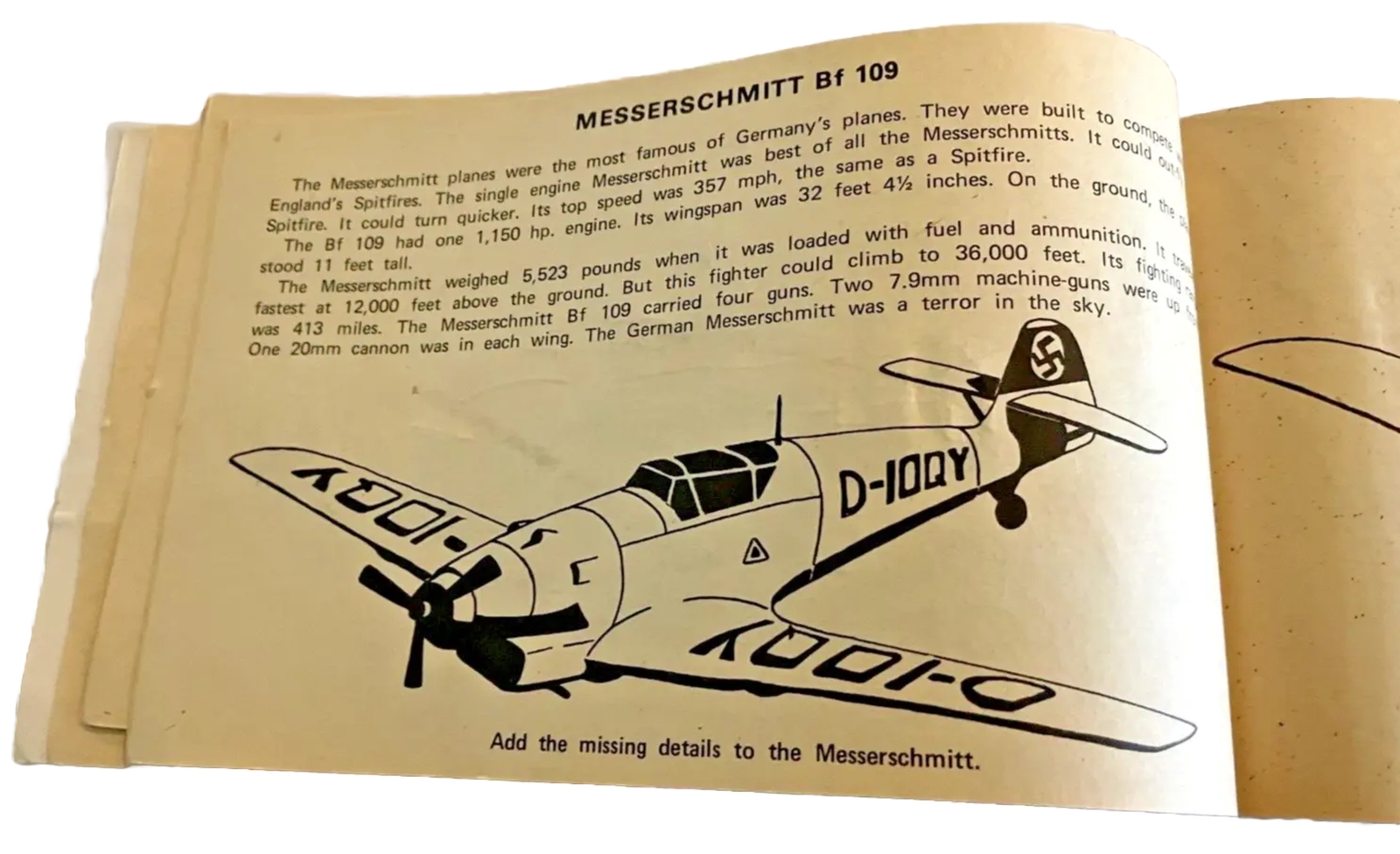 Coloring Book WWII Fighter Planes Design Draw 46 pages Softcover 1980 Vintage