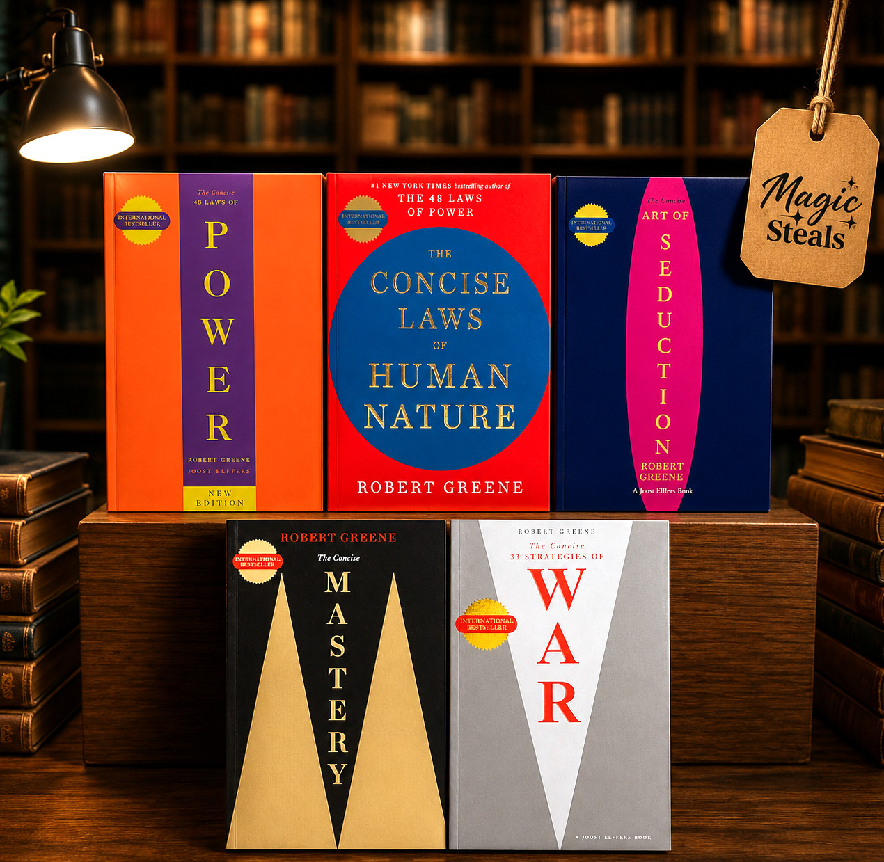 Robert Greene 5 Book Set, Power, Mastery, War, Seduction & Human Nature USA ST..