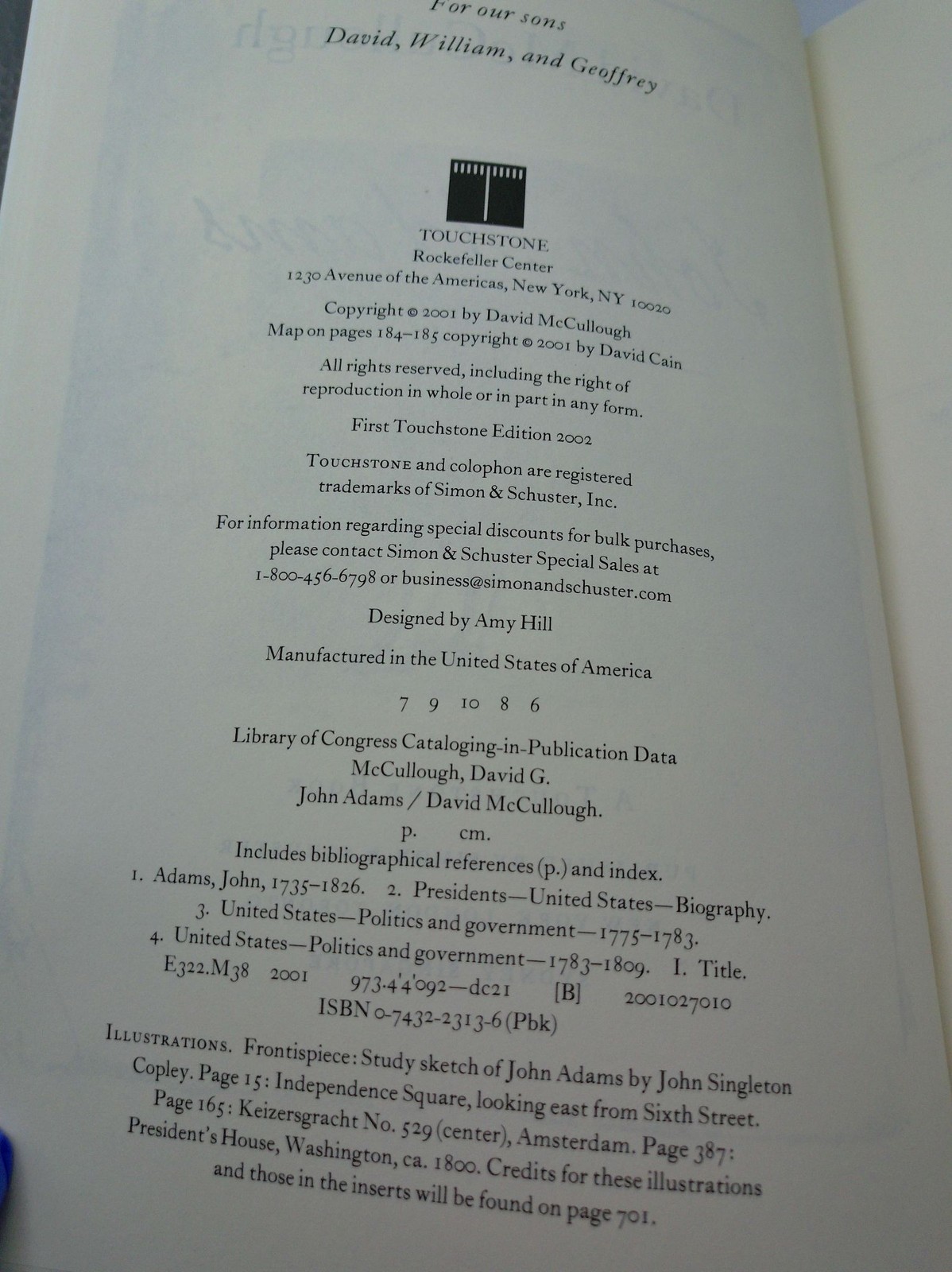 David McCullough John Adams Paperback Touchstone Biography 2002 Illustrated