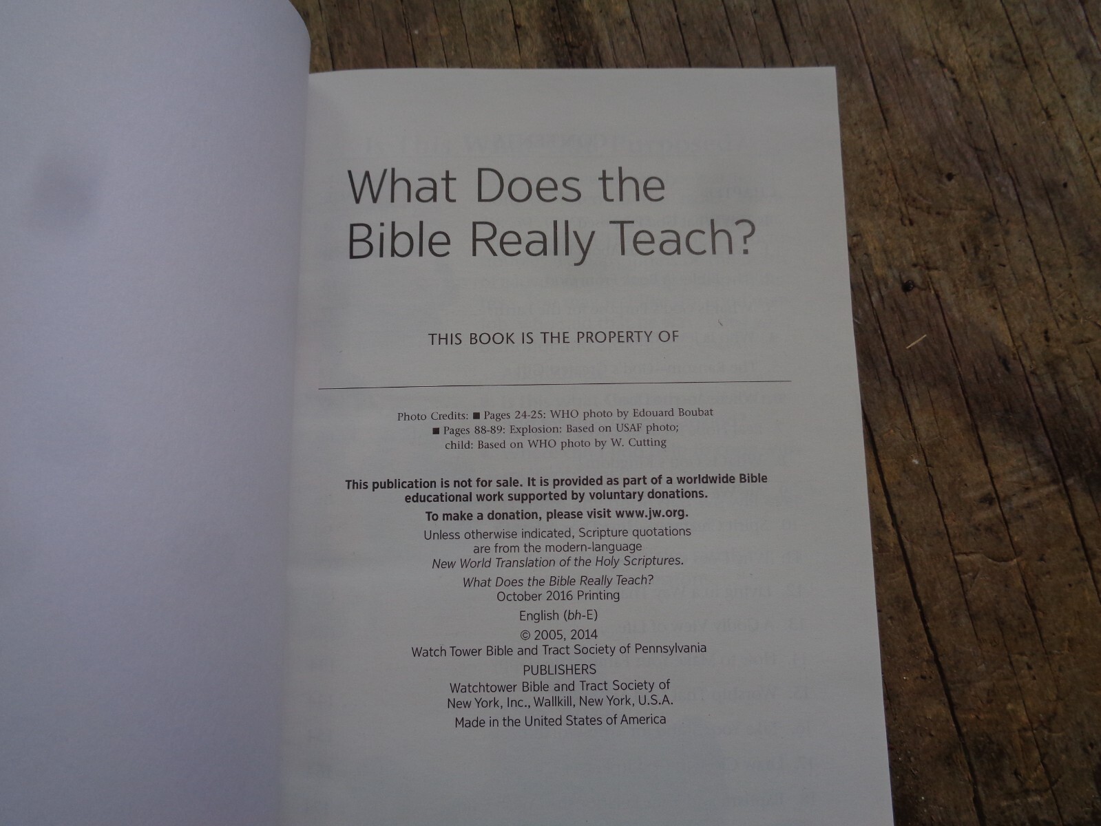 “WHAT DOES THE BIBLE REALLY TEACH?”. 2016. 223 pages. Paperback. Watchtower