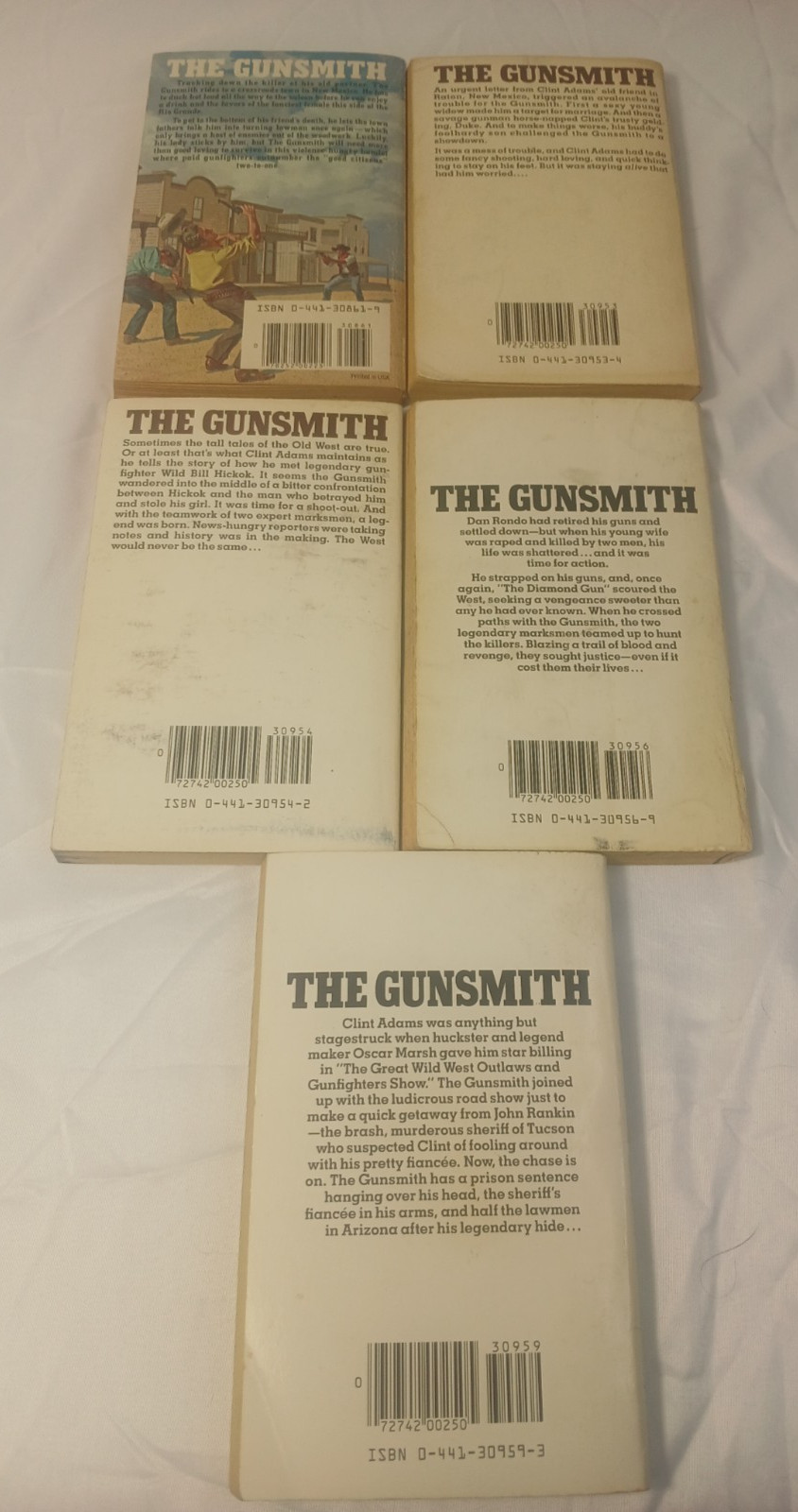Lo of 9 The Gunsmith – J. R. Robert – Books 1-2, 4-6, 49 ,50, 52, and 55