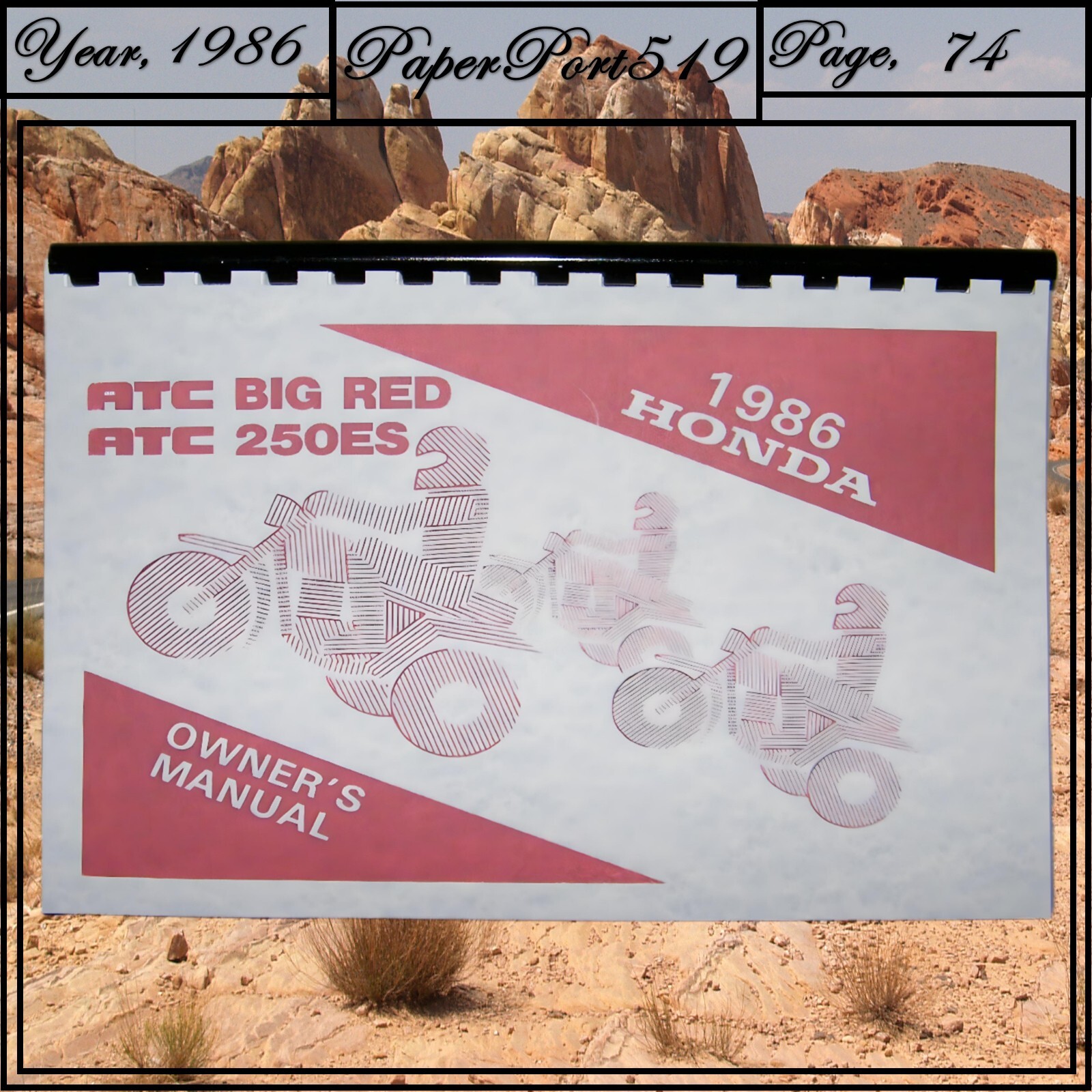 1986 Honda ATC Big Red 250ES Owner’s Manual 74 Pages