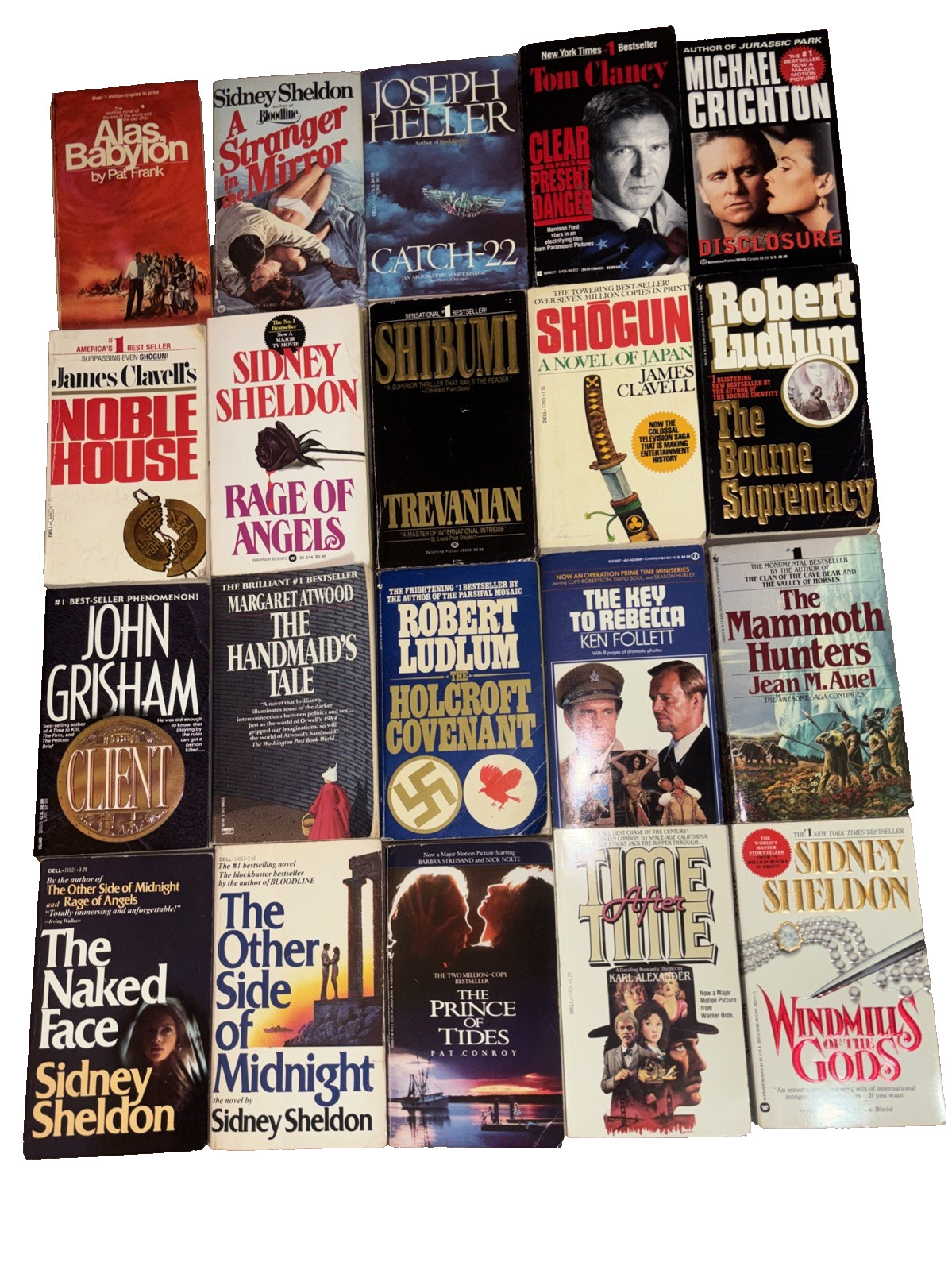 Lot of 20 Vintage PBs Mysteries, Suspense, Thrillers, Fiction, Good Condition.