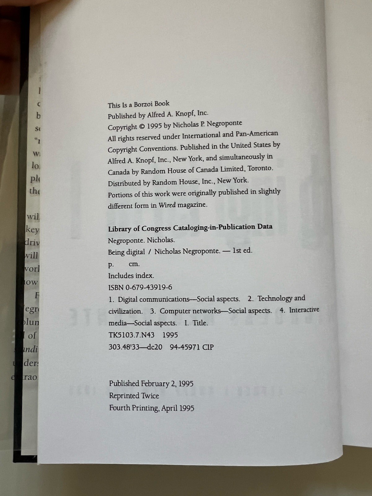 Being Digital by Nicholas Negroponte (1995, Hardcover)