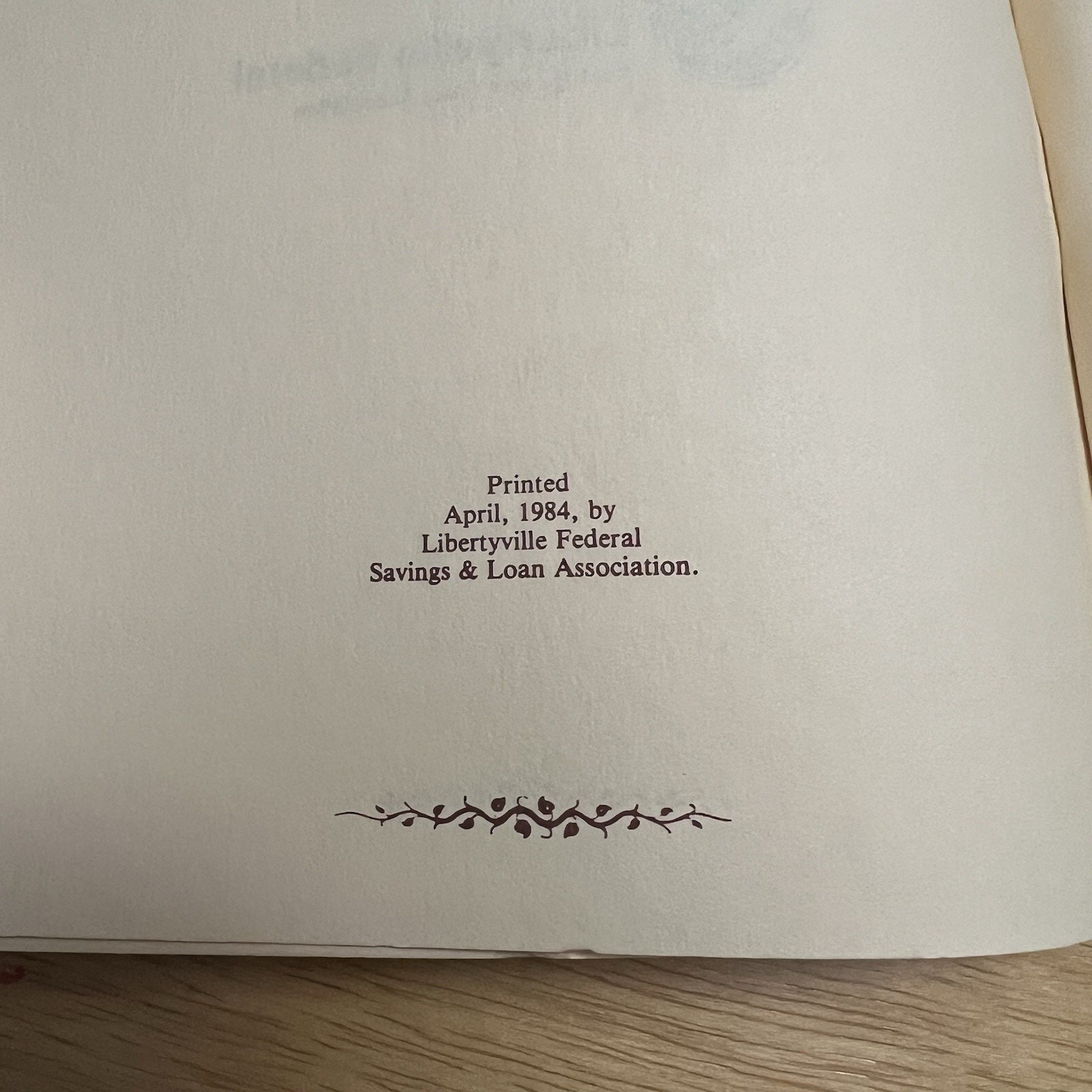 Vintage Our Cookbook From Libertyville Federal Paperback 1984